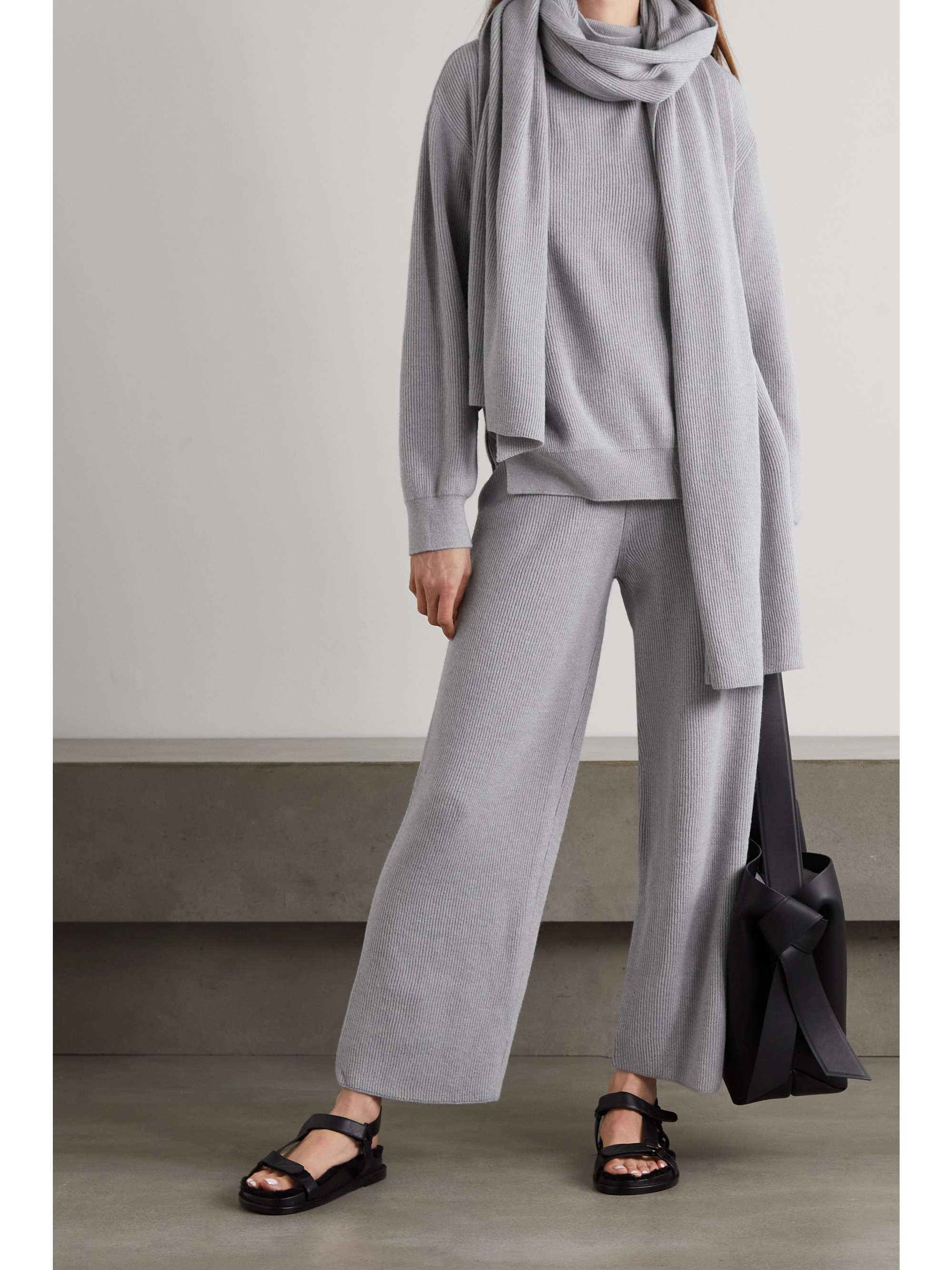 THE FRANKIE SHOP Ribbed-knit turtleneck sweater and scarf set