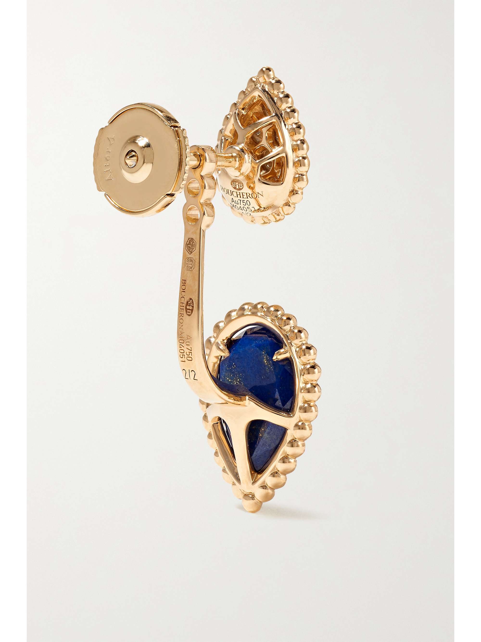 BOUCHERON Serpent Bohème 18-karat white gold, aquaprase and diamond single earring