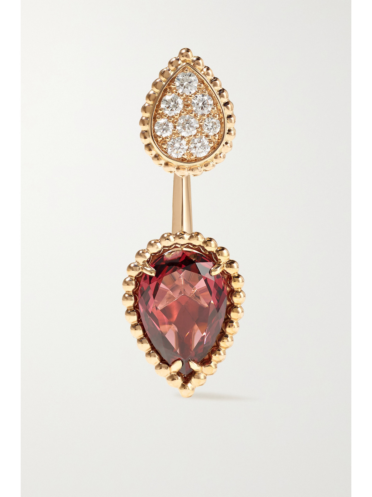 BOUCHERON SERPENT BOHÈME 18-KARAT ROSE GOLD, RHODOLITE AND DIAMOND SINGLE EARRING