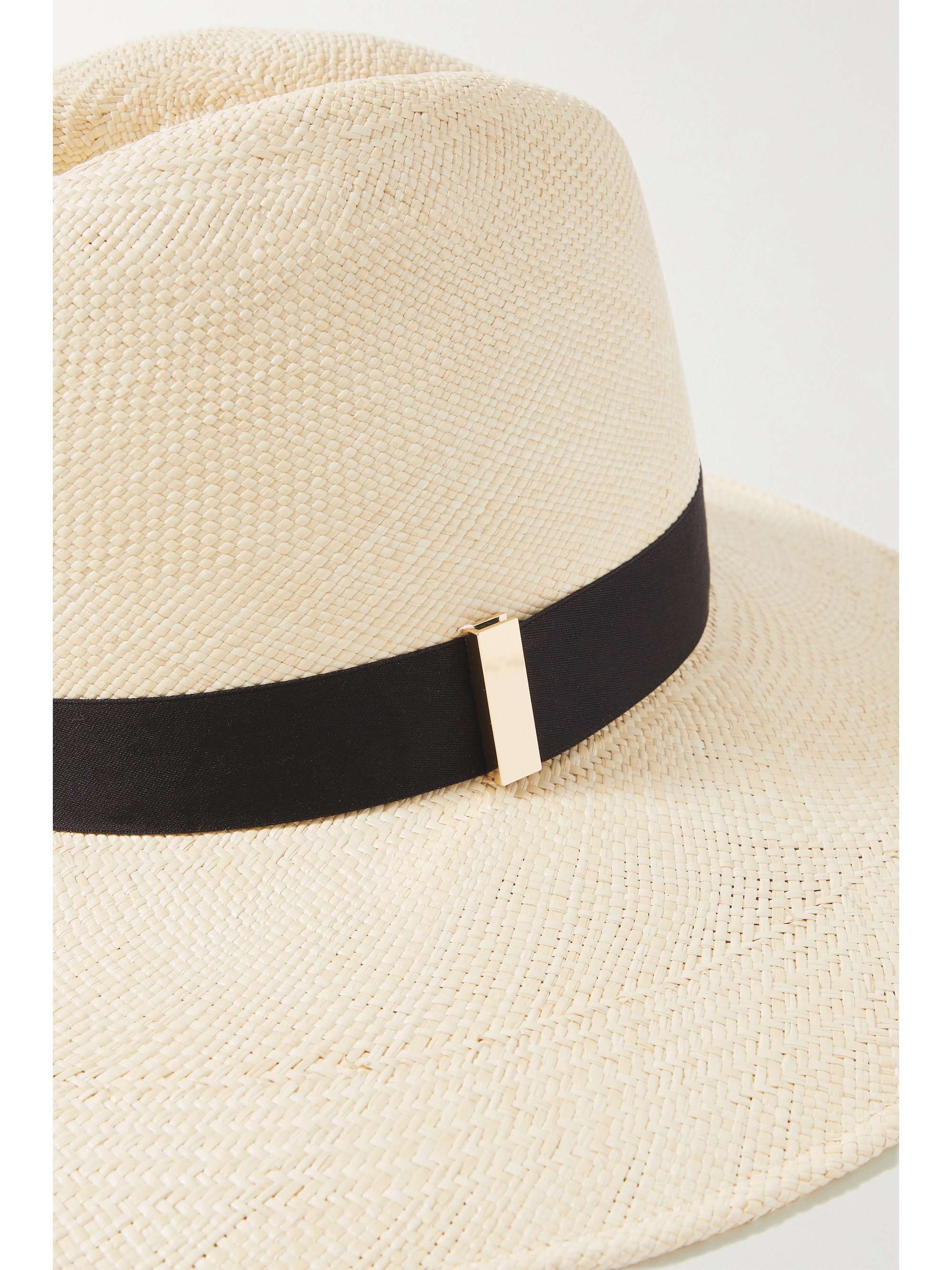 GIGI BURRIS + NET SUSTAIN Requiem cotton grosgrain-trimmed straw fedora