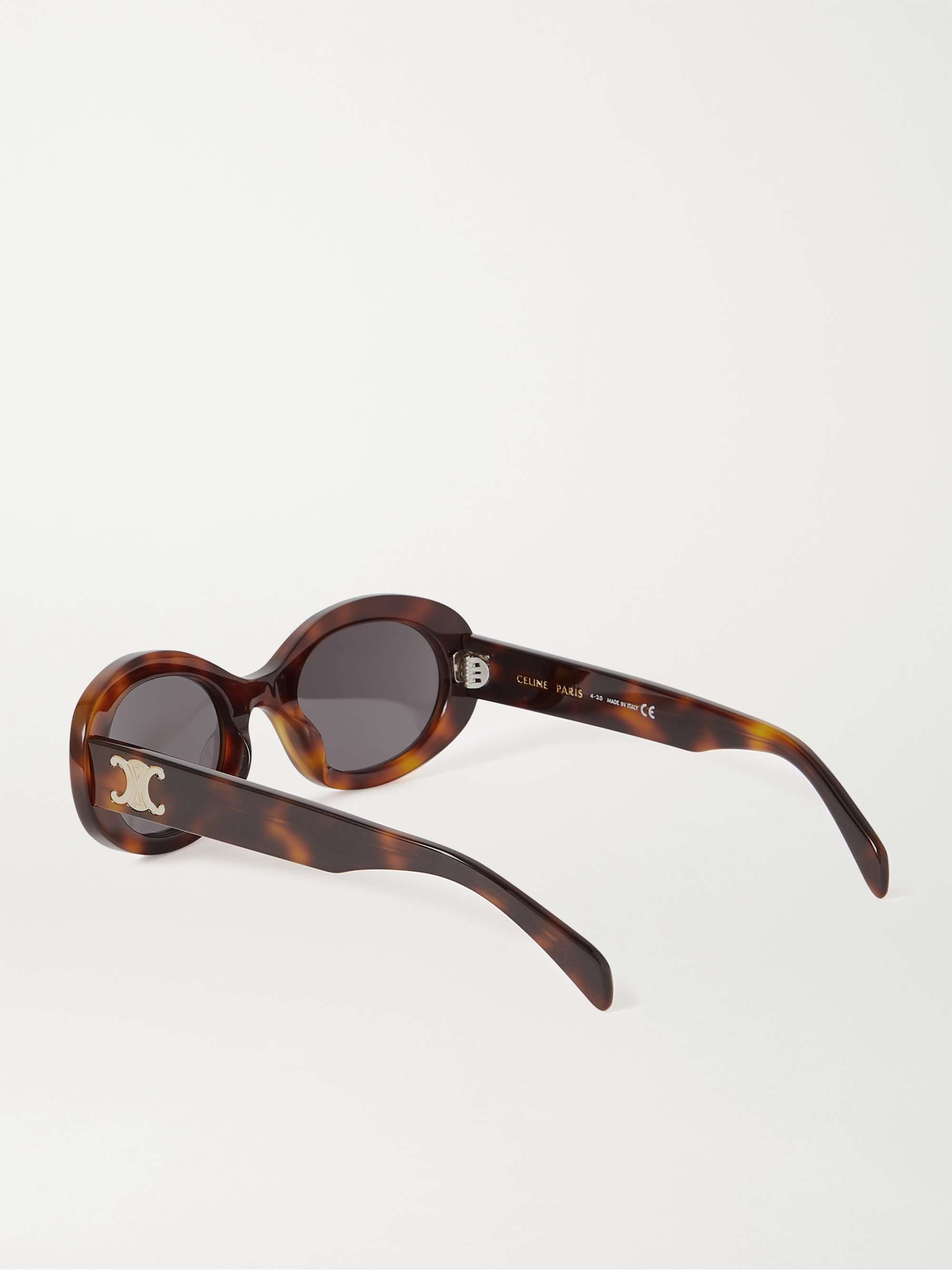 CELINE EYEWEAR Triomphe oval-frame tortoiseshell acetate sunglasses ...