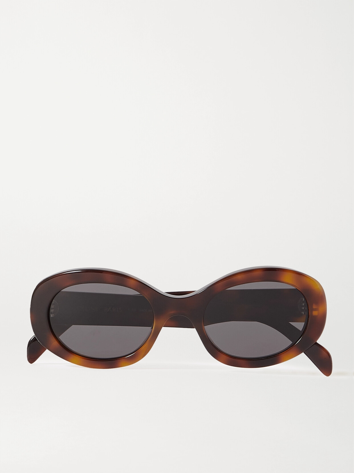 CELINE Eyewear - Triomphe Oval-frame Tortoiseshell Acetate Sunglasses - one size