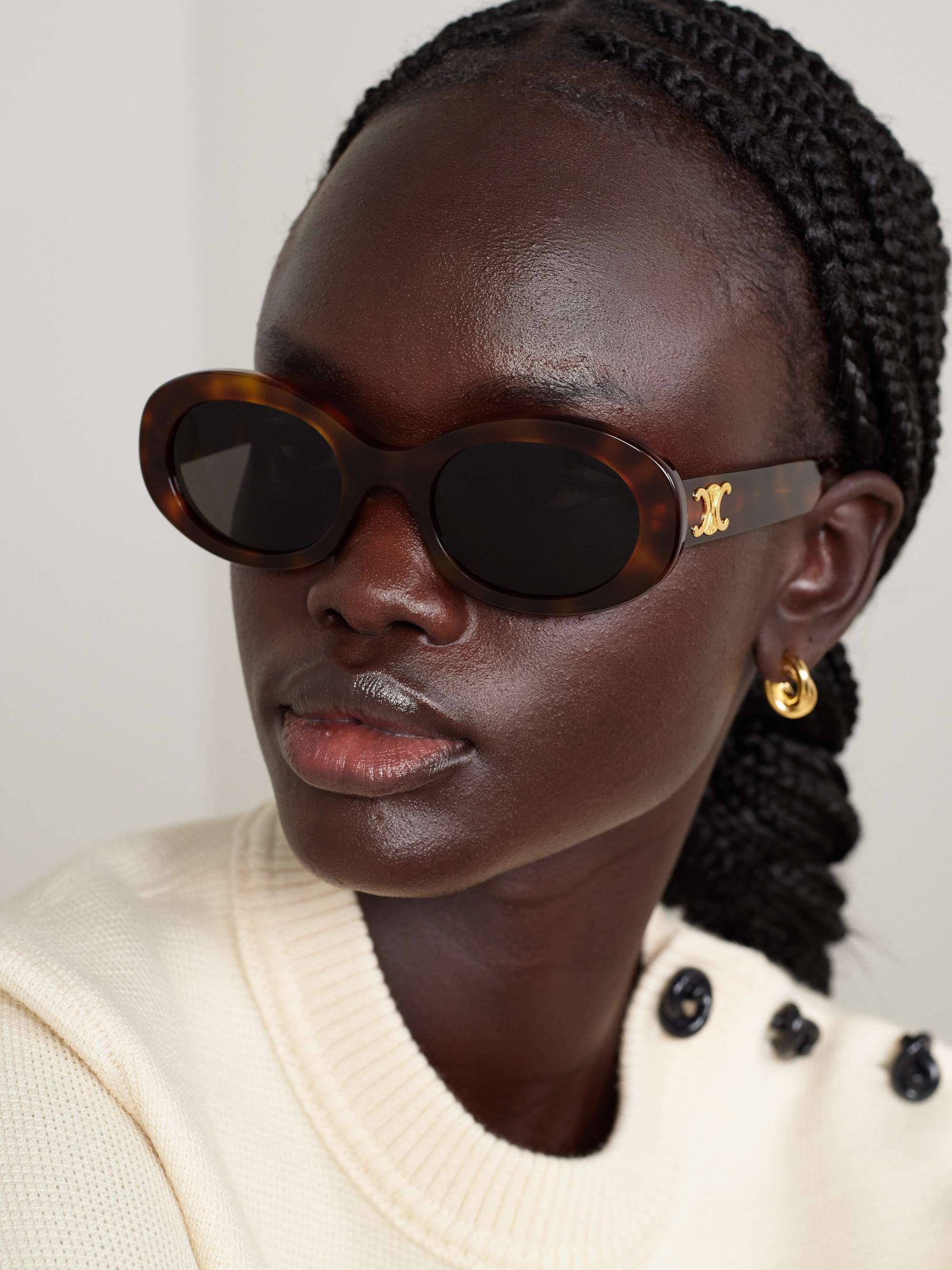 CELINE EYEWEAR Oval-frame acetate sunglasses