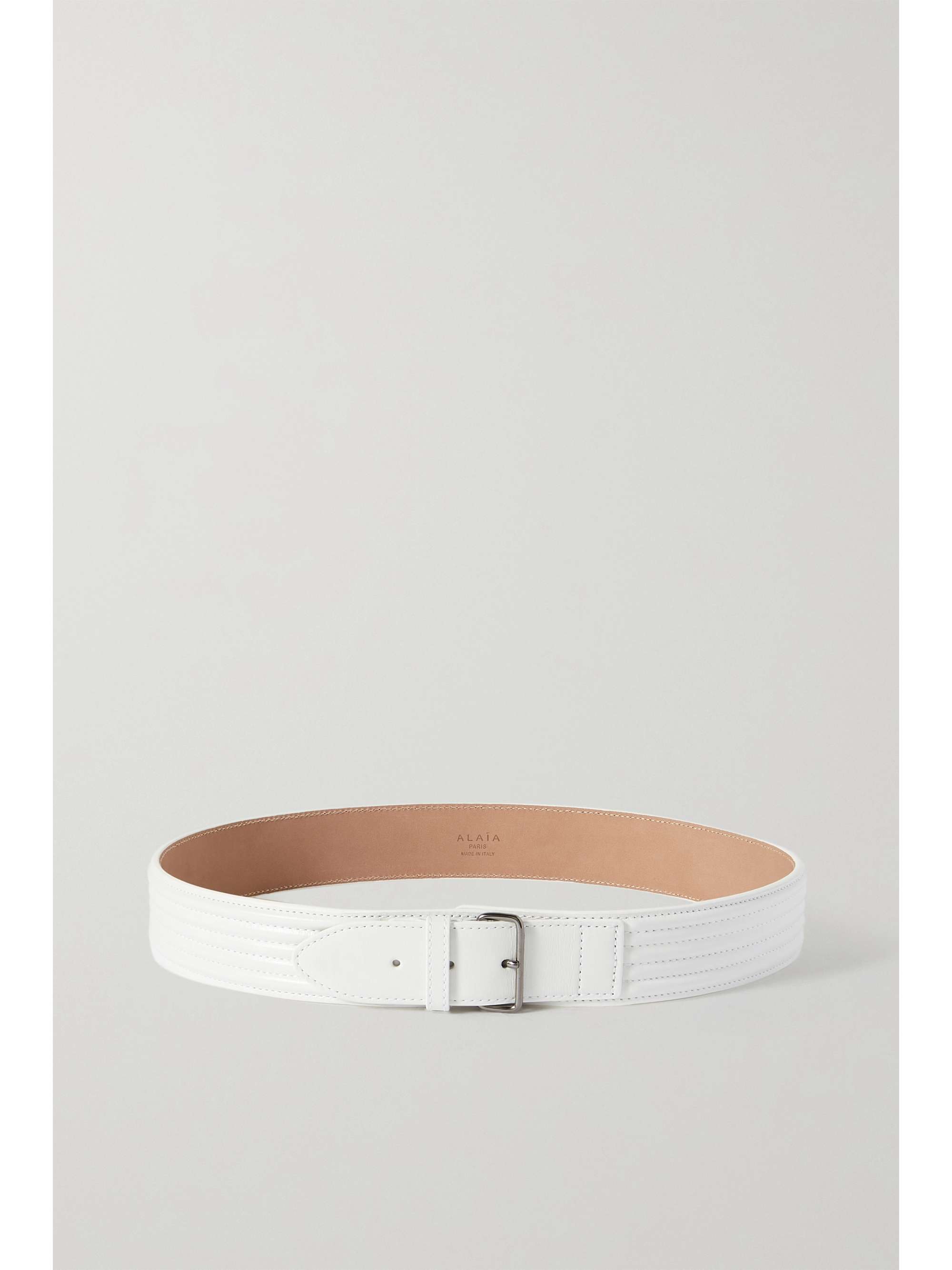 White Ribbed leather waist belt | ALAÏA 