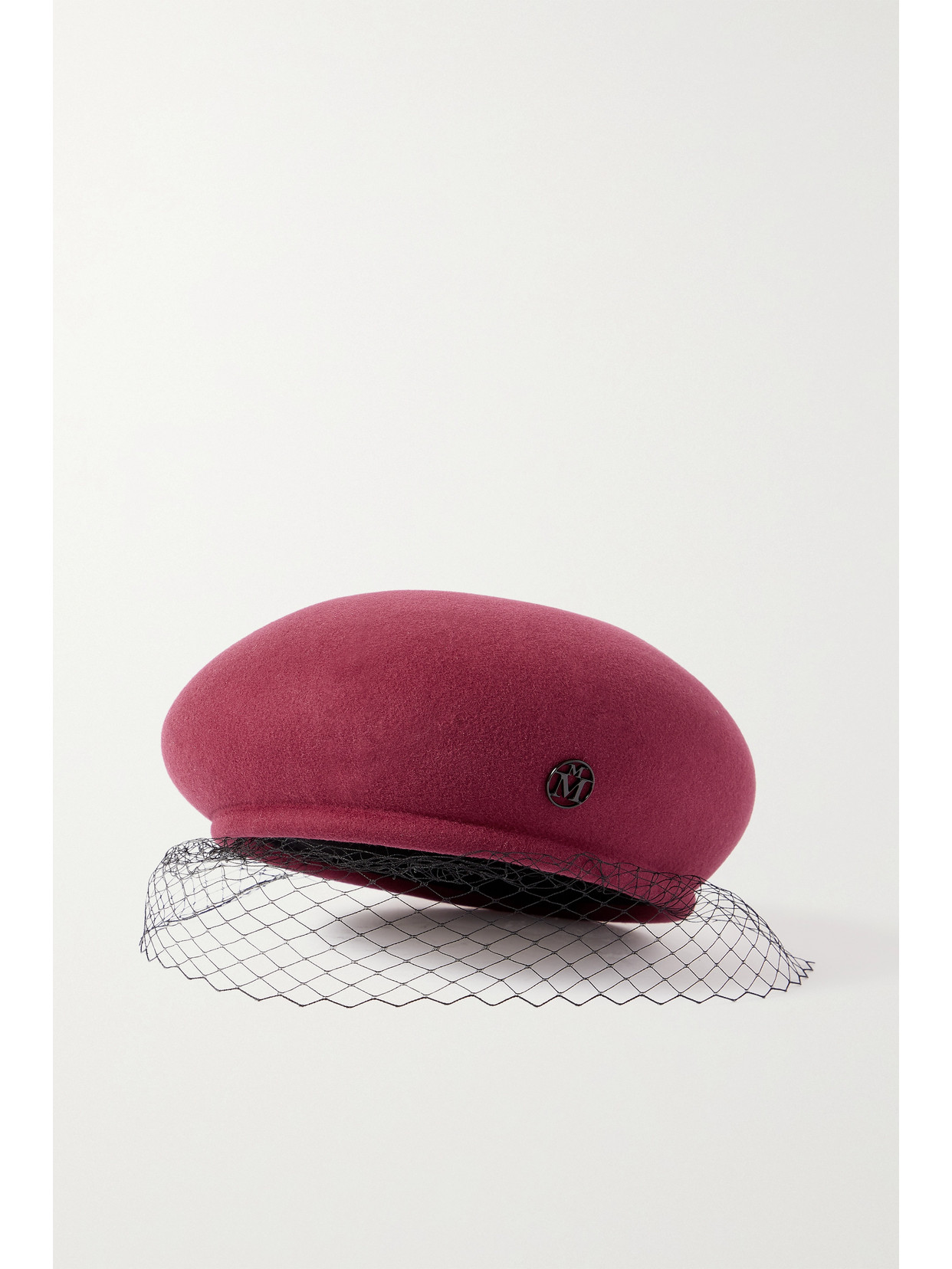 Maison Michel Bonnie Mesh-trimmed Wool-felt Beret In 