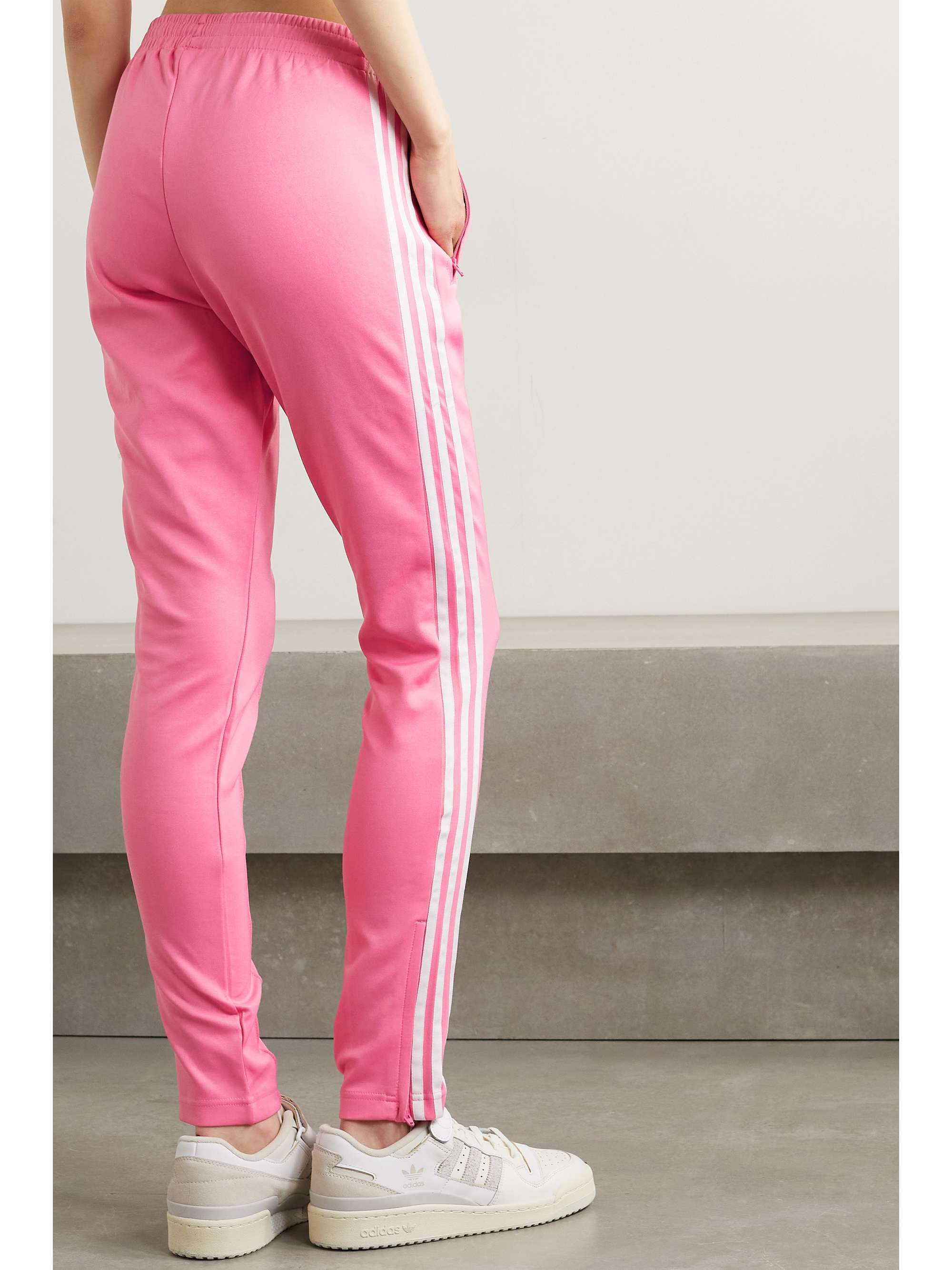 adidas originals striped satin-jersey track pants