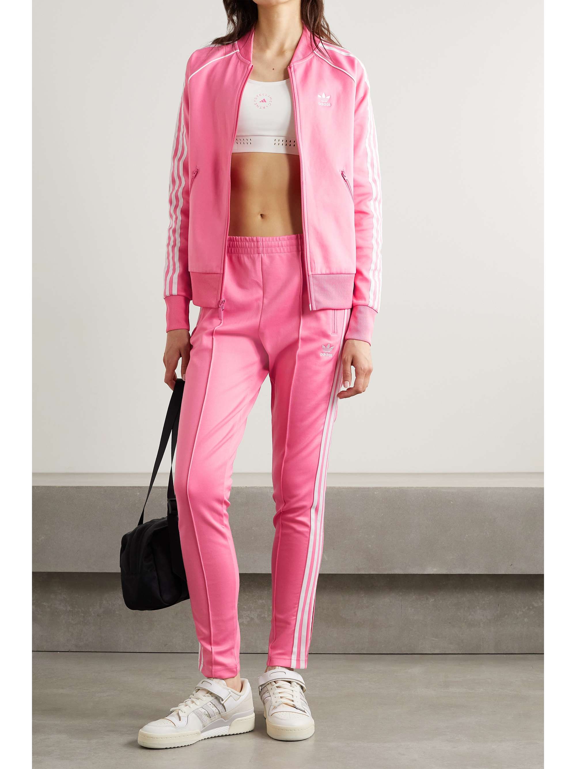 adidas originals striped satin-jersey track pants