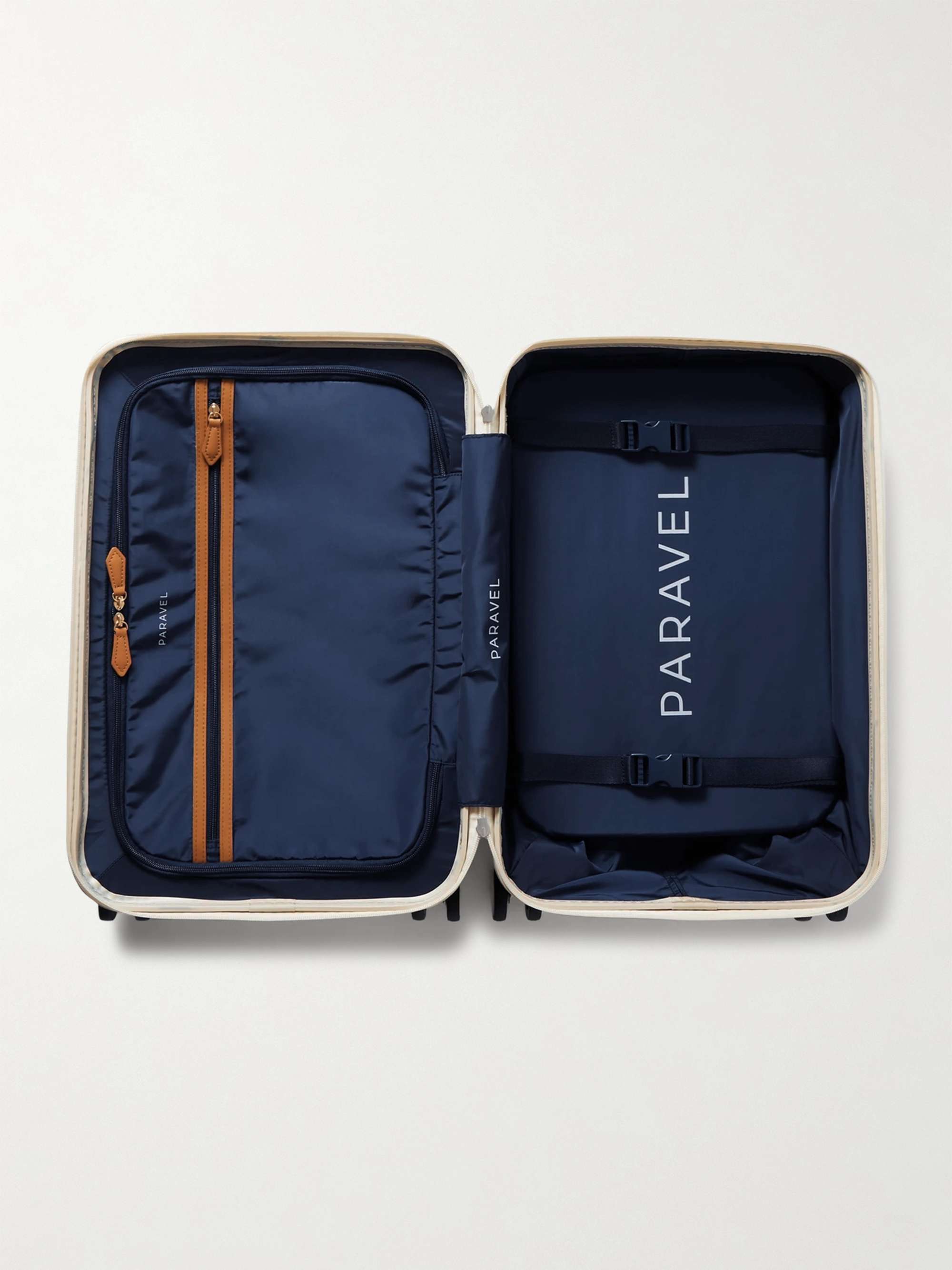 PARAVEL + NET SUSTAIN Aviator Carry-On vegan leather-trimmed hardshell suitcase