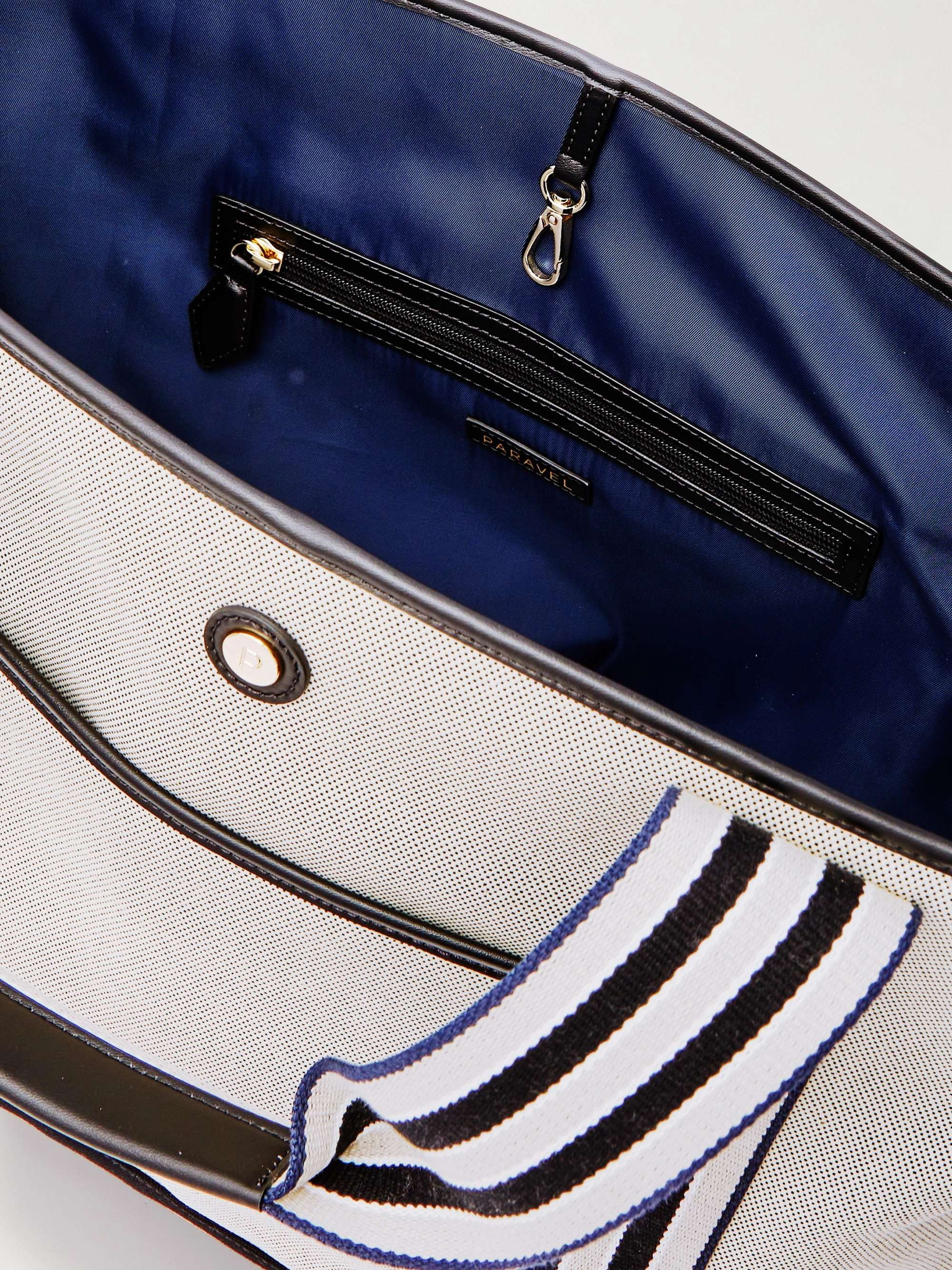 PARAVEL + NET SUSTAIN Cabana leather and canvas tote