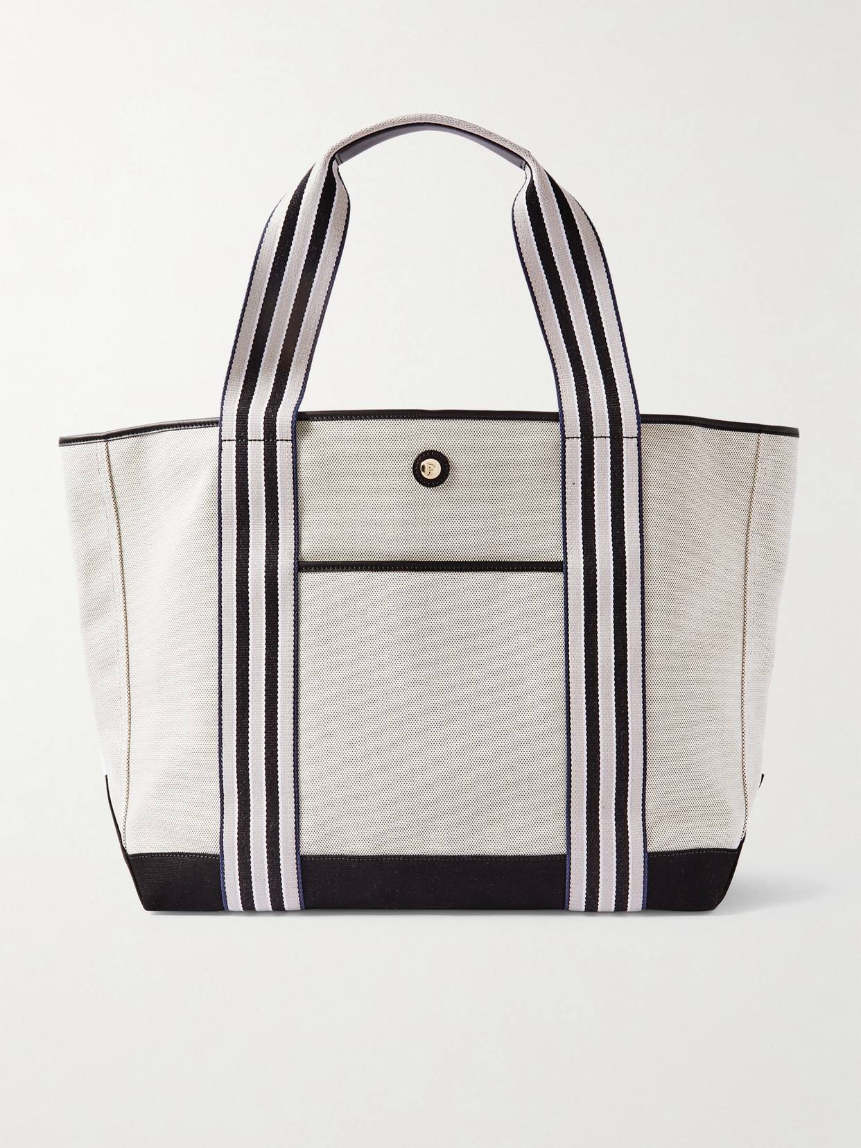 Paravel + Net Sustain Cabana Leather And Canvas Tote In Domino Black