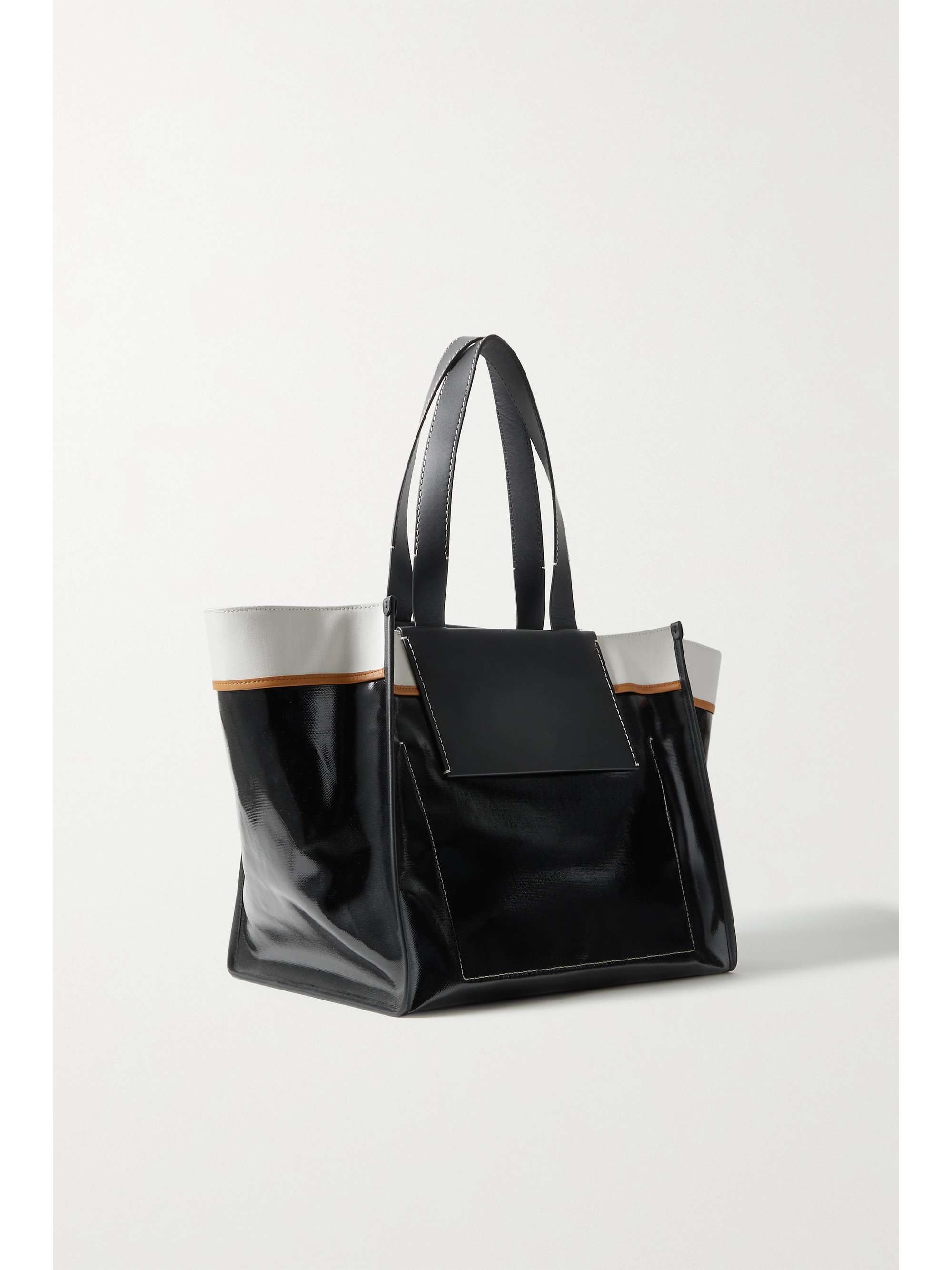 PROENZA SCHOULER WHITE LABEL XL Morris leather-trimmed striped canvas tote