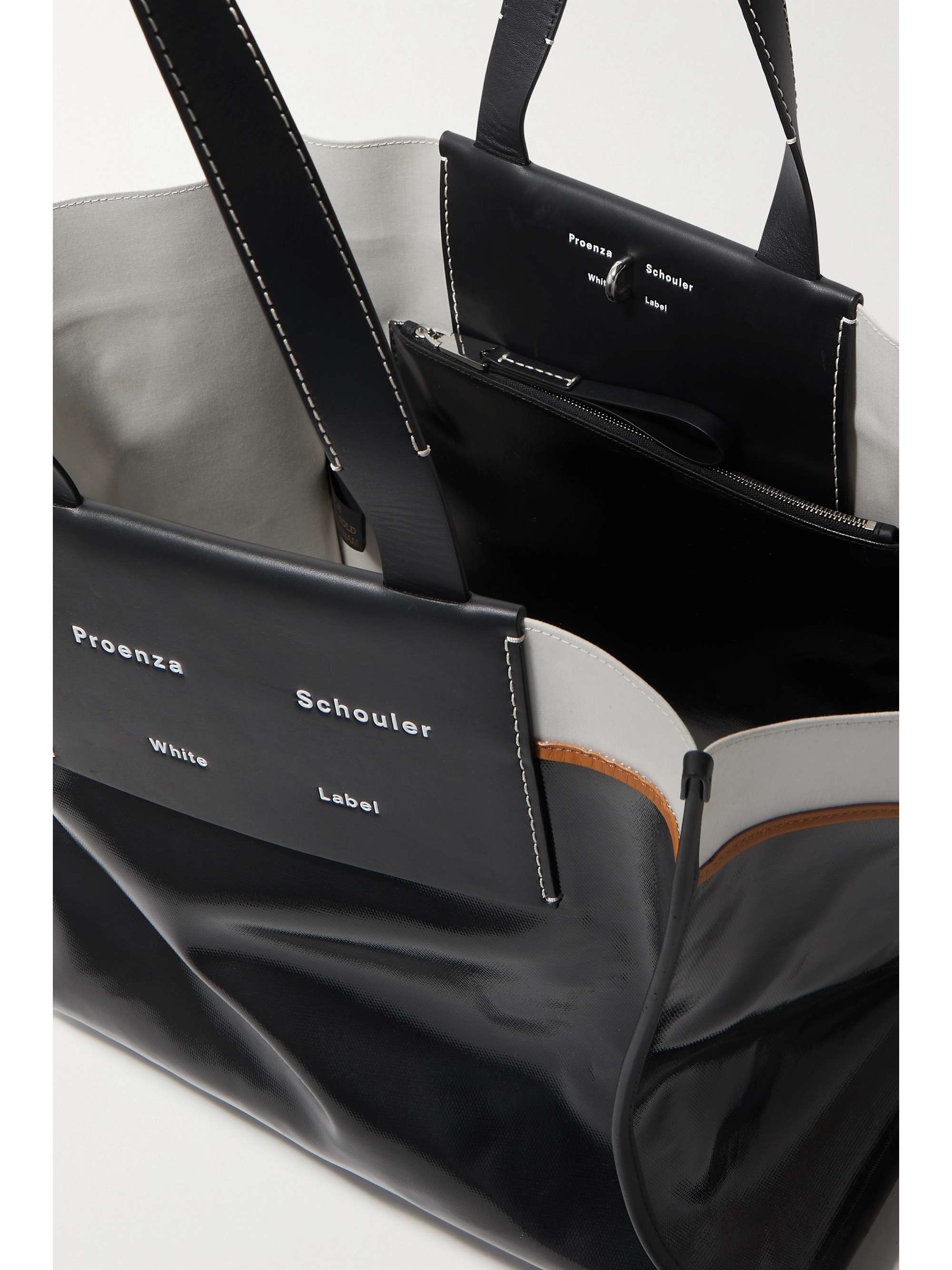 PROENZA SCHOULER WHITE LABEL XL Morris leather-trimmed striped canvas tote