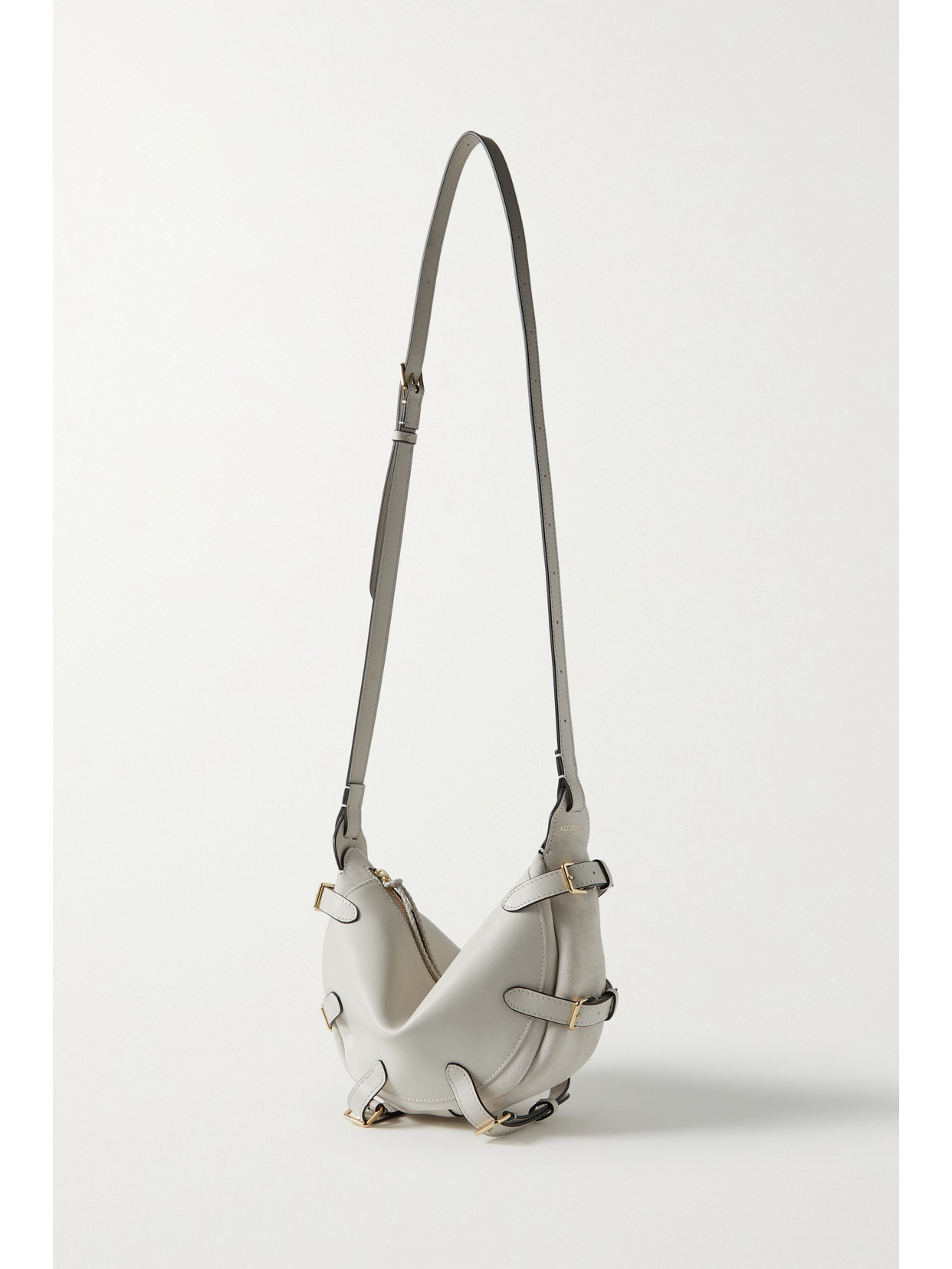 ALTUZARRA PLAY BUCKLED LEATHER AND SUEDE SHOULDER BAG