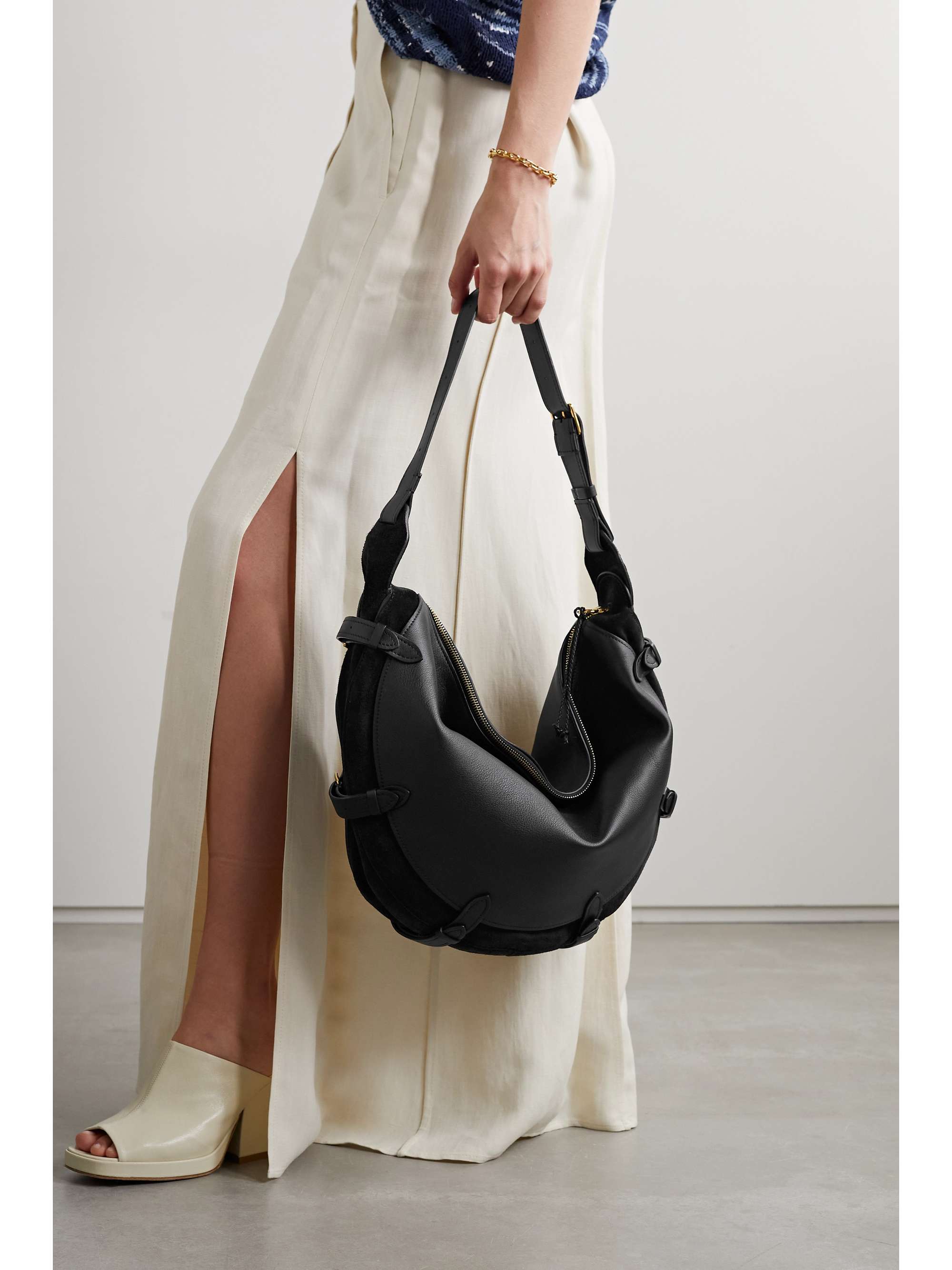 ALTUZARRA Play große Schultertasche aus Leder und Veloursleder mit Schnallen