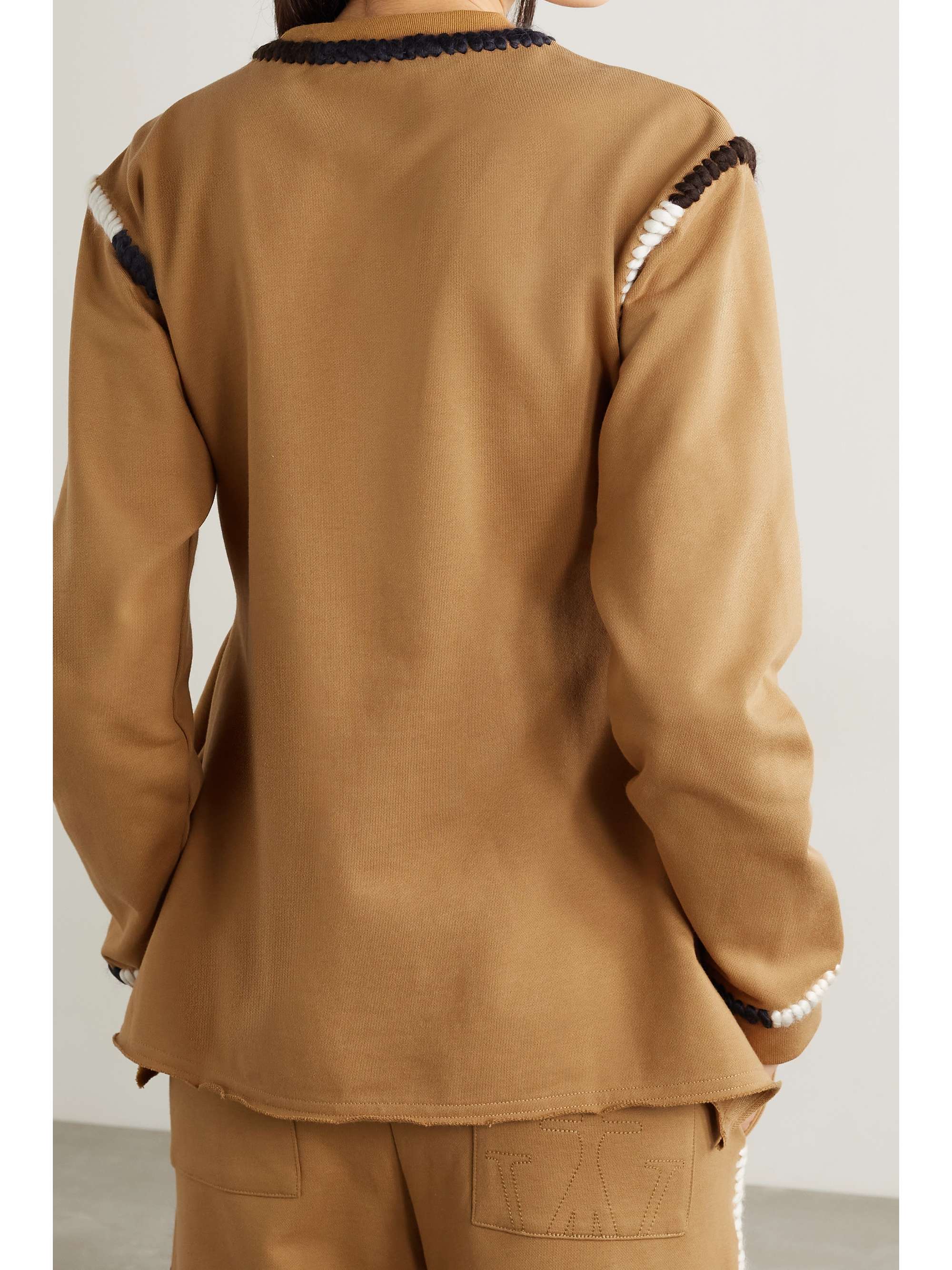 JW ANDERSON Asymmetric embroidered cotton-jersey sweatshirt