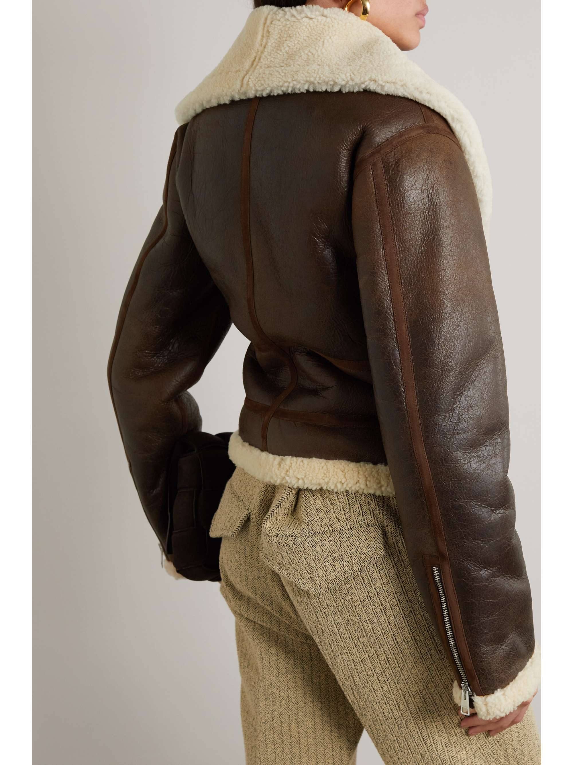 cropped shearling aviator jacket