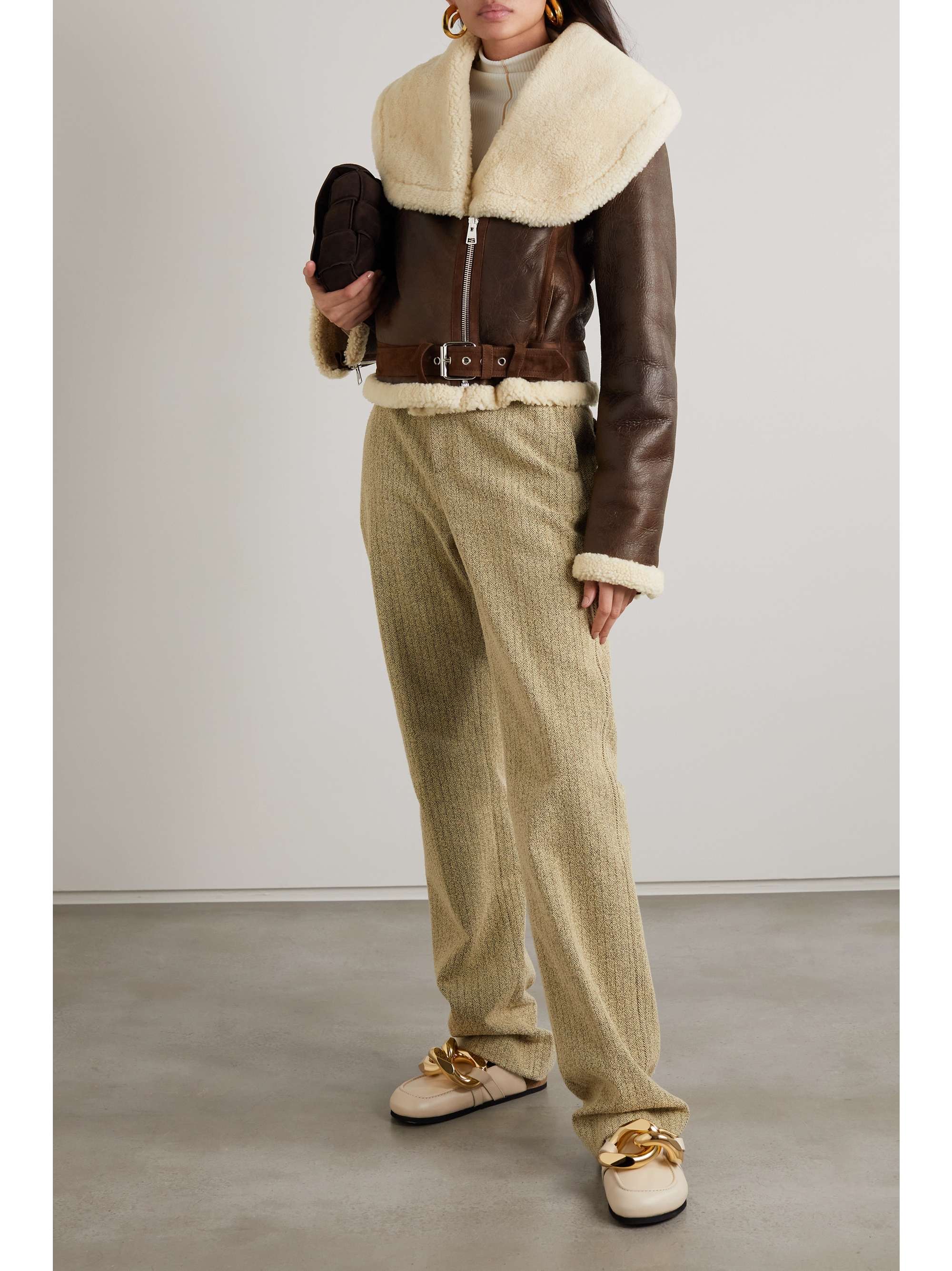 crop shearling jacket