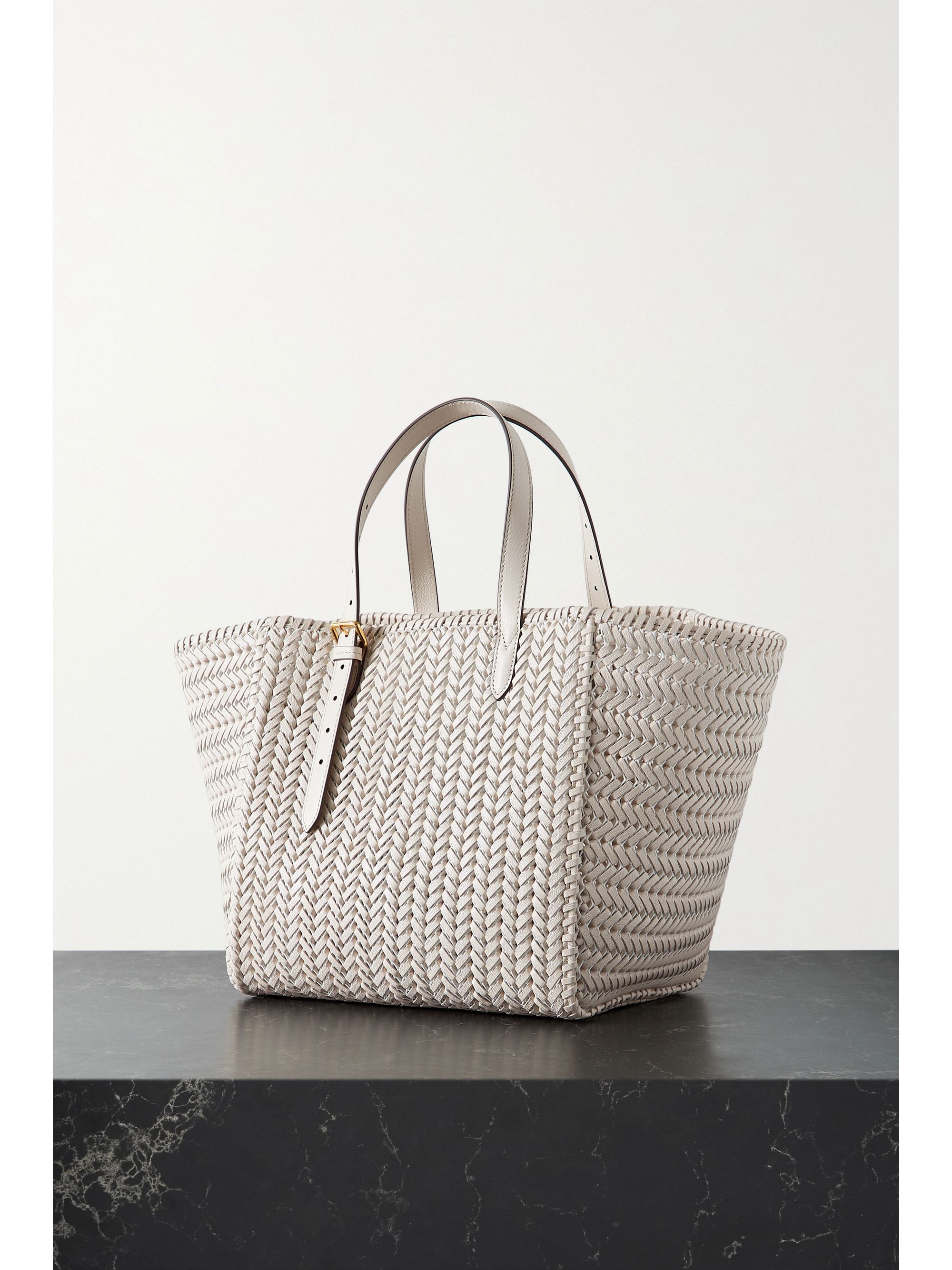 Cream Neeson woven leather tote ANYA HINDMARCH NETAPORTER