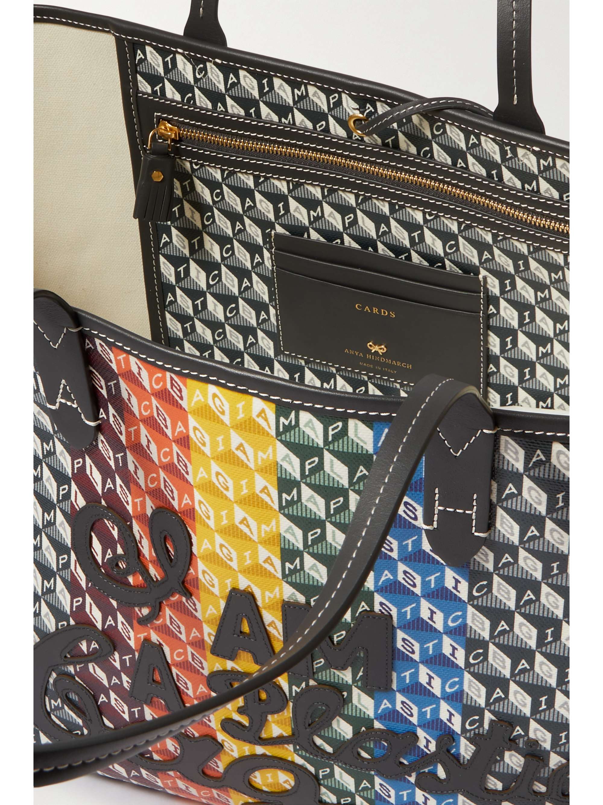 ANYA HINDMARCH + NET SUSTAIN I Am A Plastic Bag large leathertrimmed