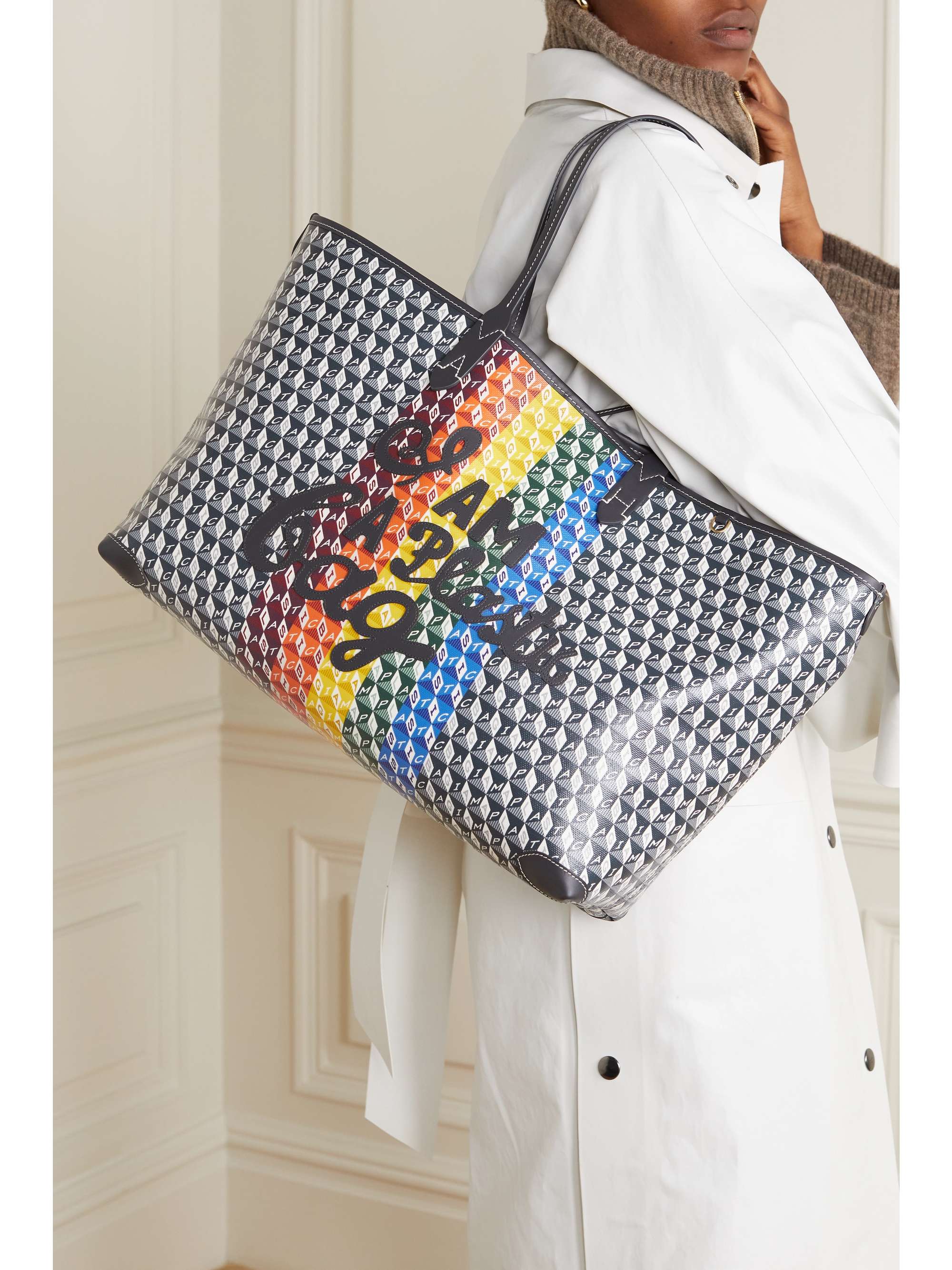 ANYA HINDMARCH + NET SUSTAIN I Am A Plastic Bag large leathertrimmed
