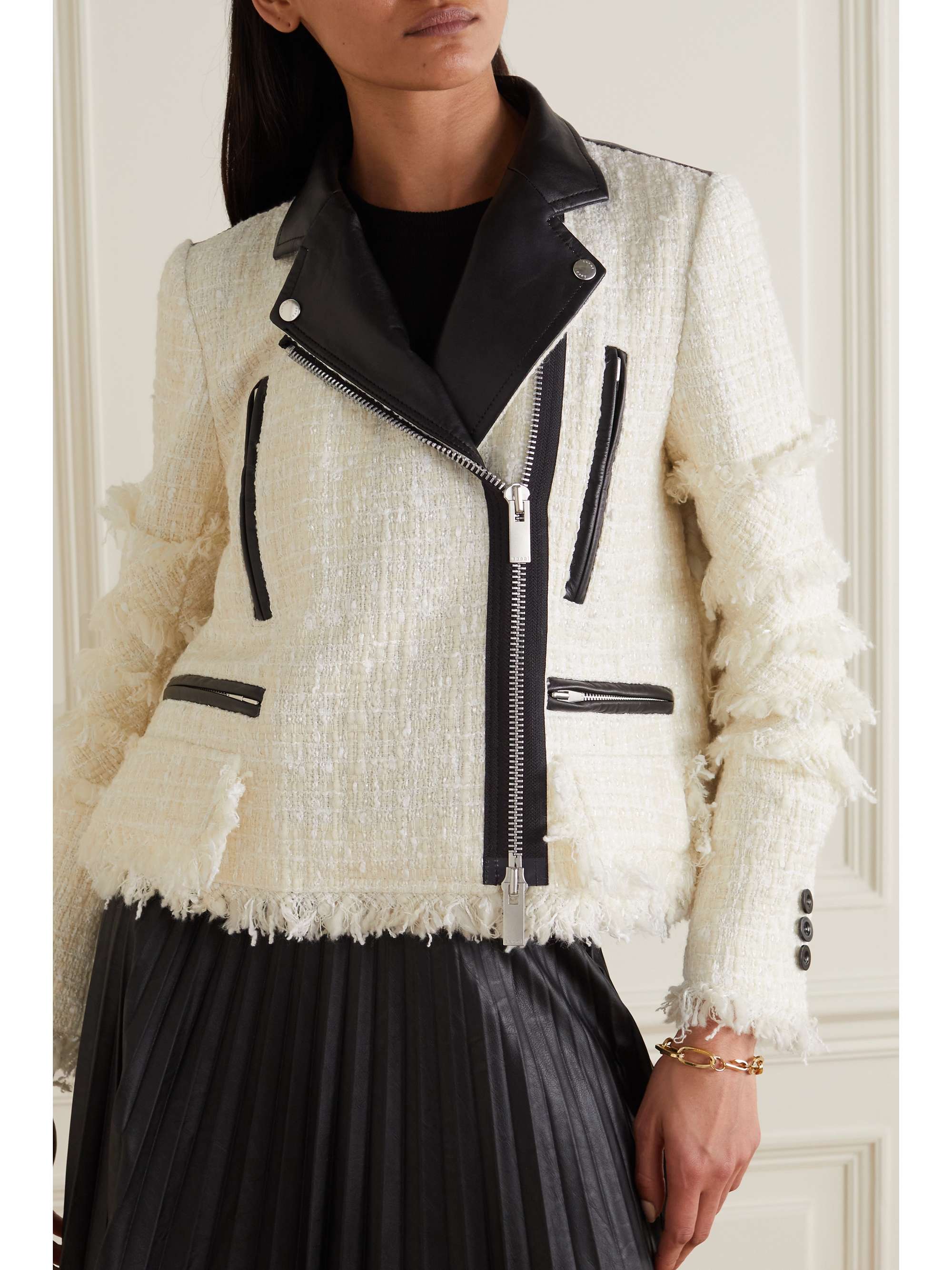 tweed and leather jacket