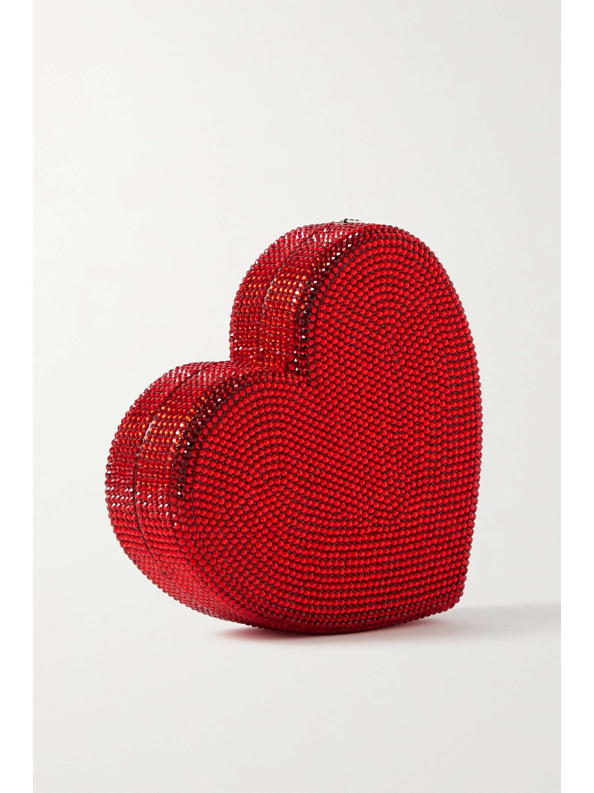 JUDITH LEIBER COUTURE Heart crystal-embellished silver-tone clutch