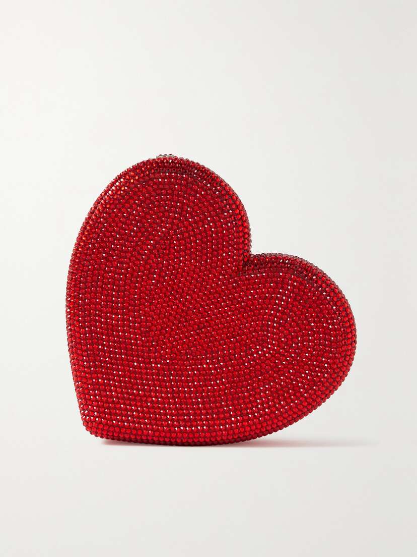 Judith Leiber Couture Heart Crystal-embellished Silver-tone Clutch