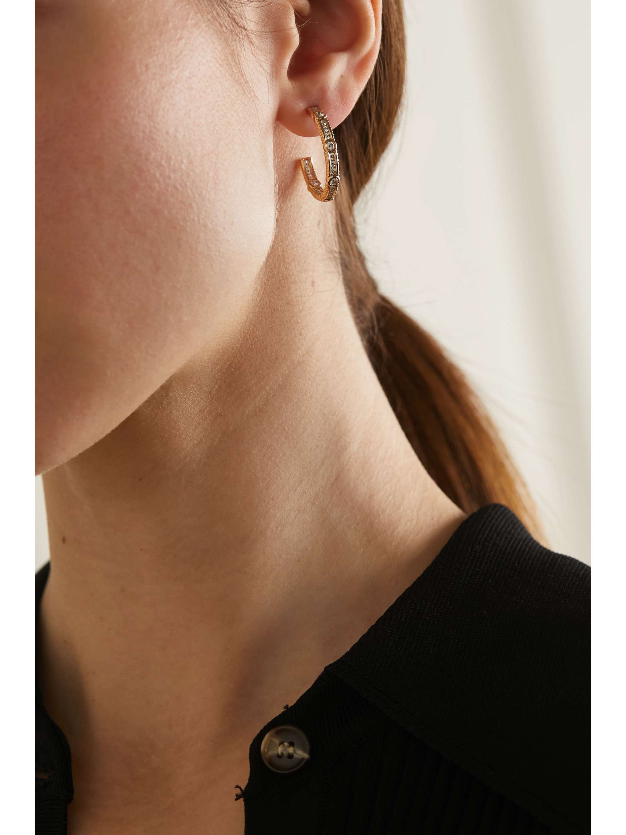 VILTIER Rayon Creolen aus 18 Karat Gold mit Diamanten und Malachiten
