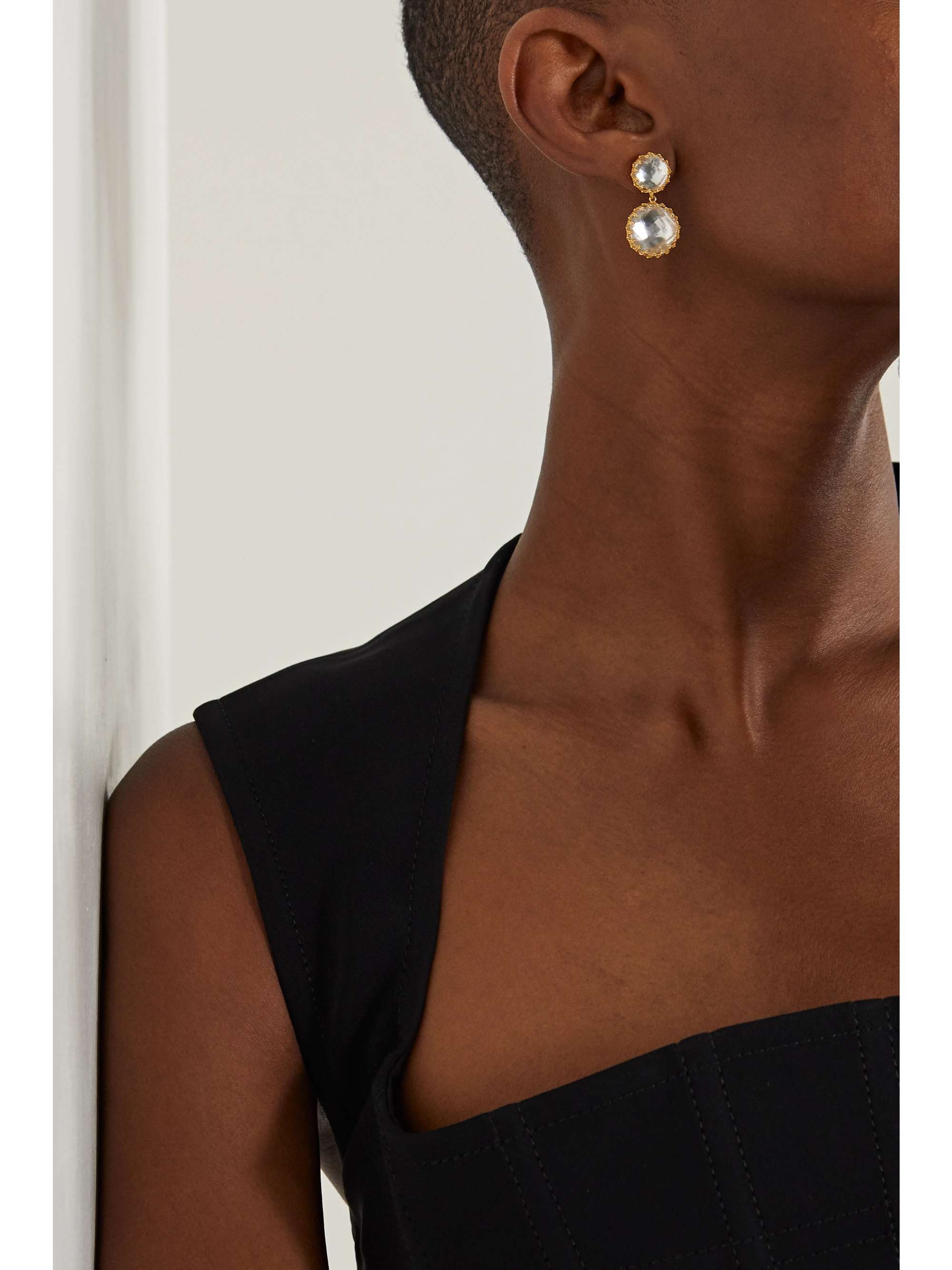 LARKSPUR & HAWK Olivia 18-karat gold-dipped quartz earrings