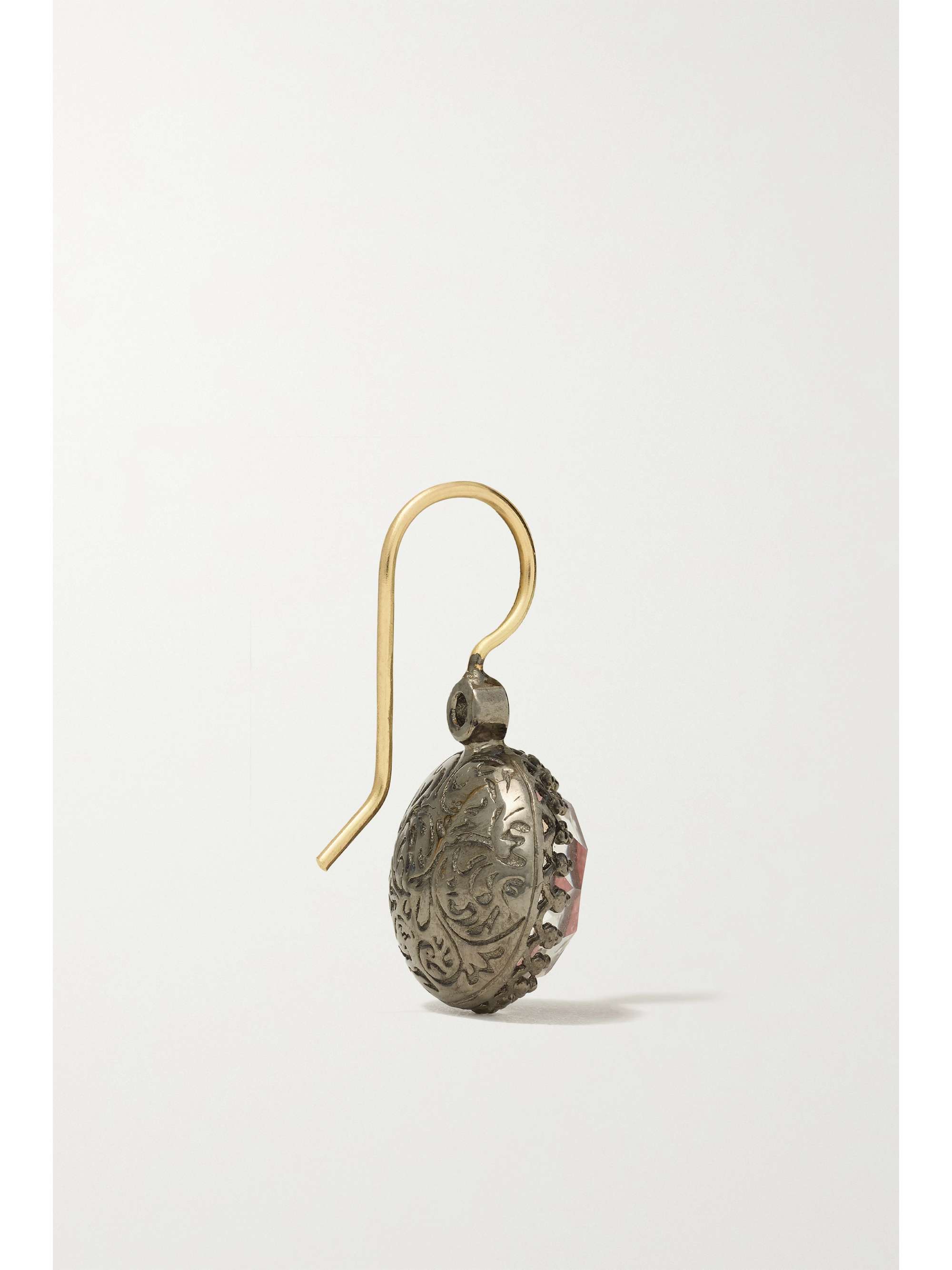 LARKSPUR & HAWK Olivia Button small 18-karat gold-dipped, quartz and diamond earrings