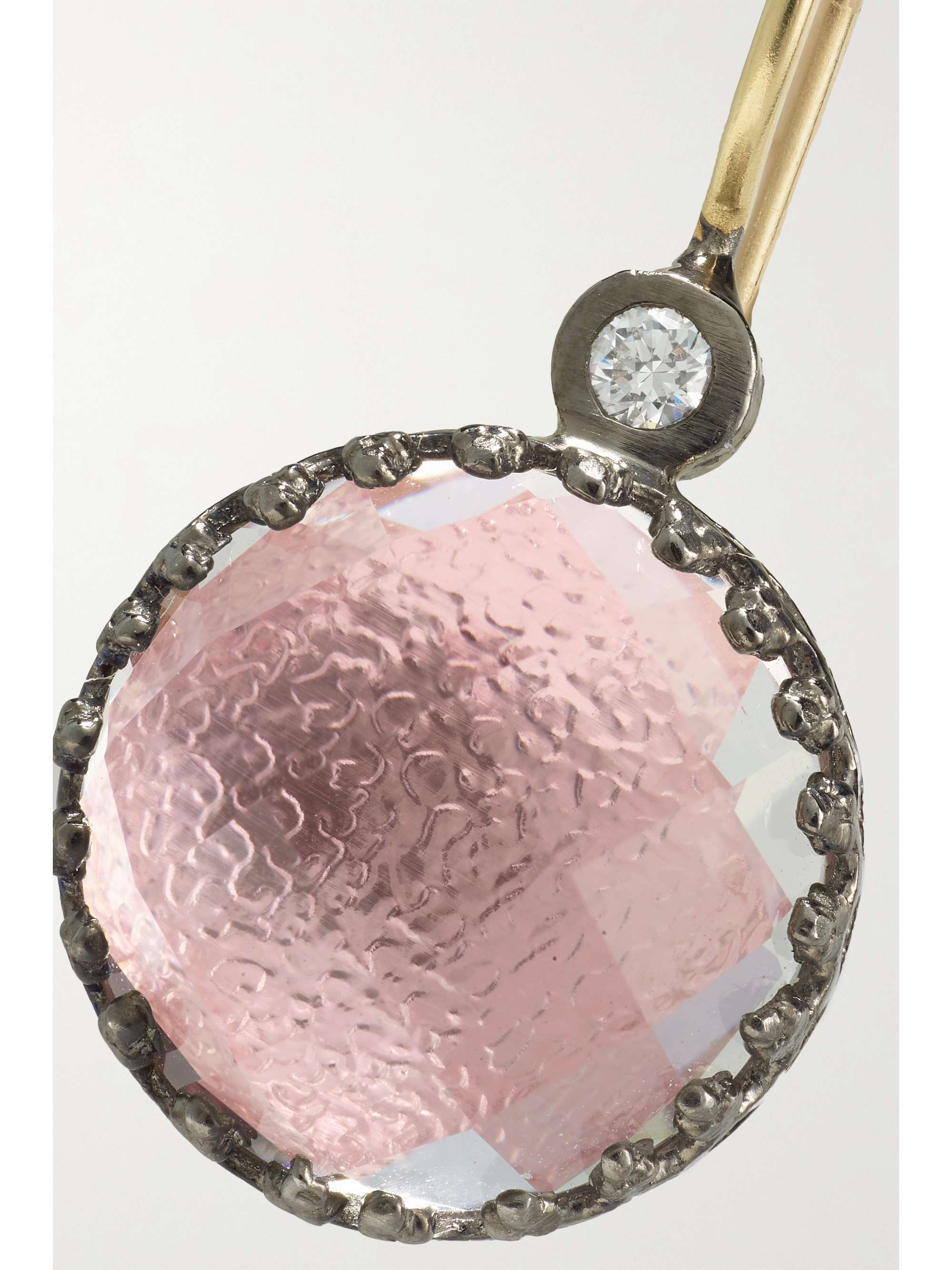 LARKSPUR & HAWK Olivia Button small 18-karat gold-dipped, quartz and diamond earrings