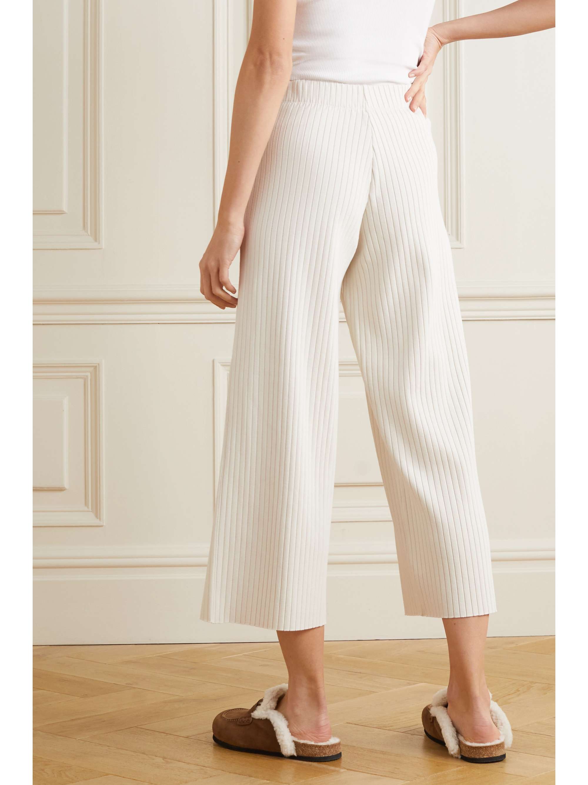 knit wide leg cropped pants