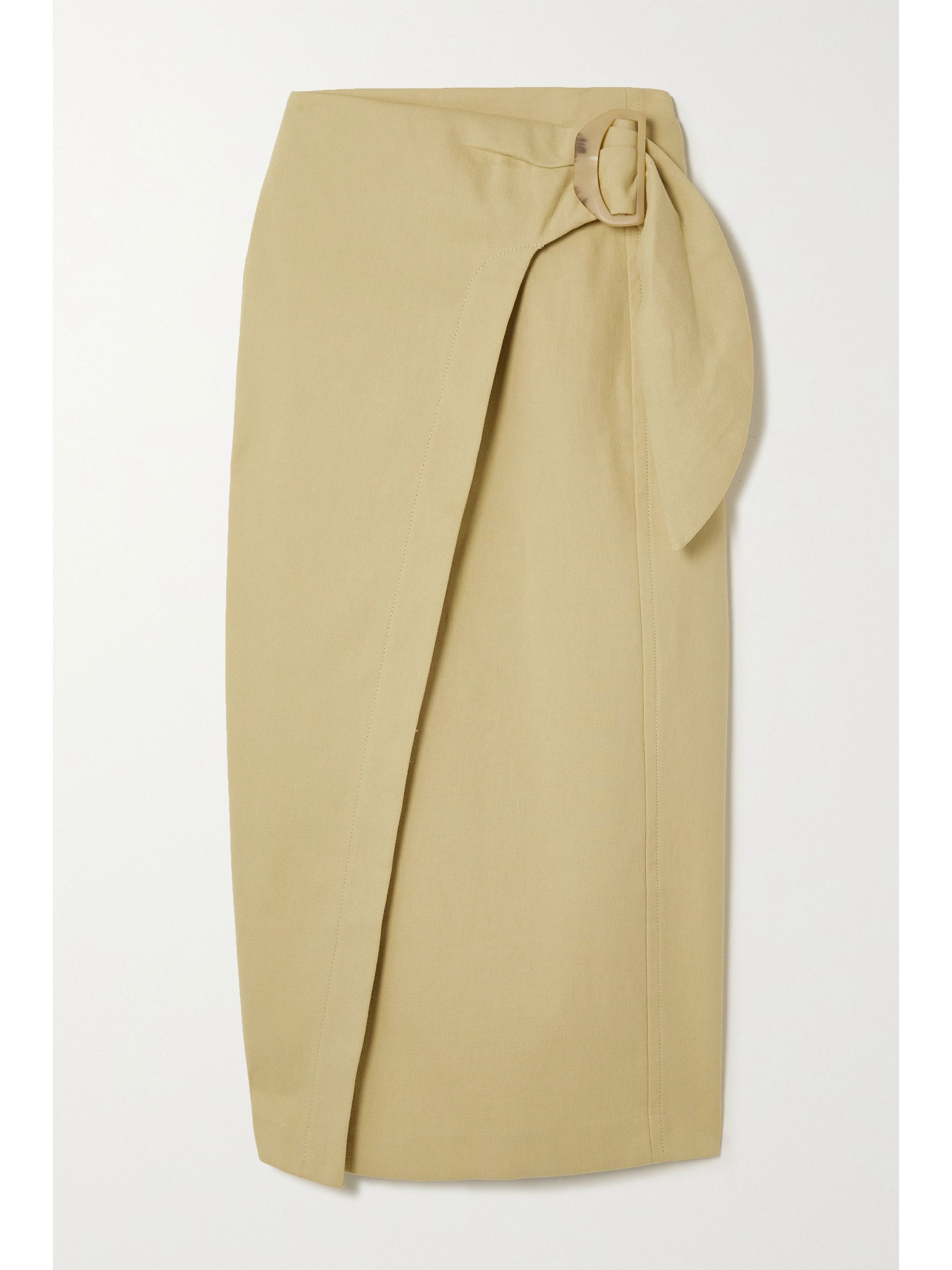 Cream Buckled cotton-blend twill wrap 