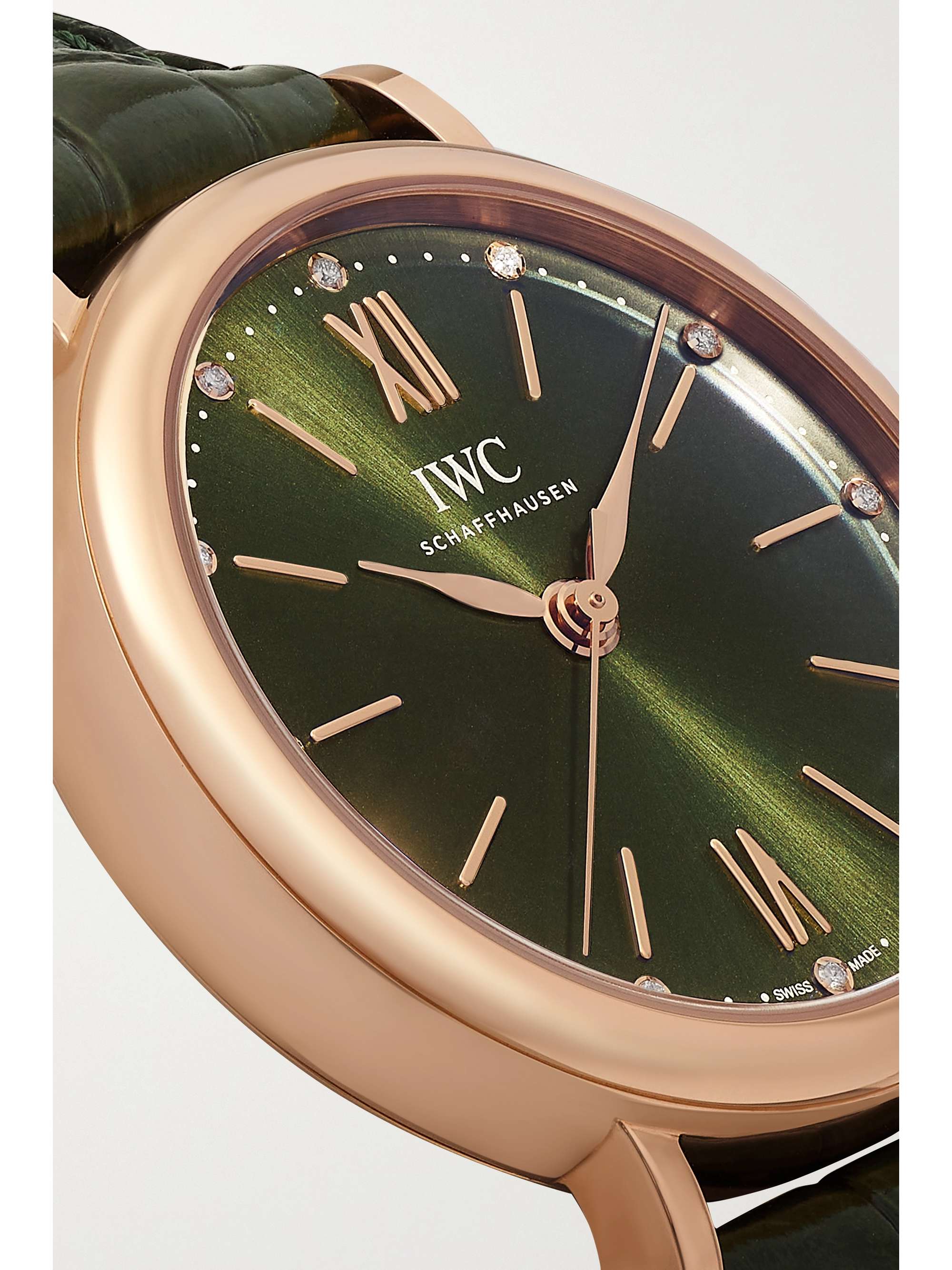 IWC SCHAFFHAUSEN Portofino Automatic 34mm 18-karat red gold, alligator and diamond watch