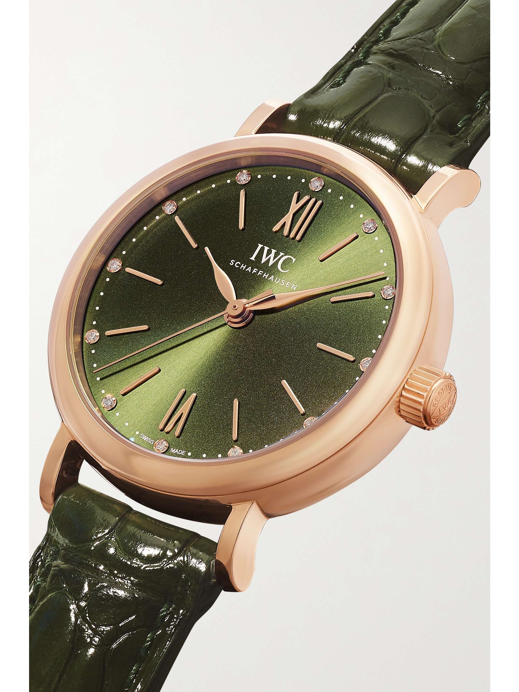 IWC SCHAFFHAUSEN Portofino Automatic 34mm 18-karat red gold, alligator and diamond watch