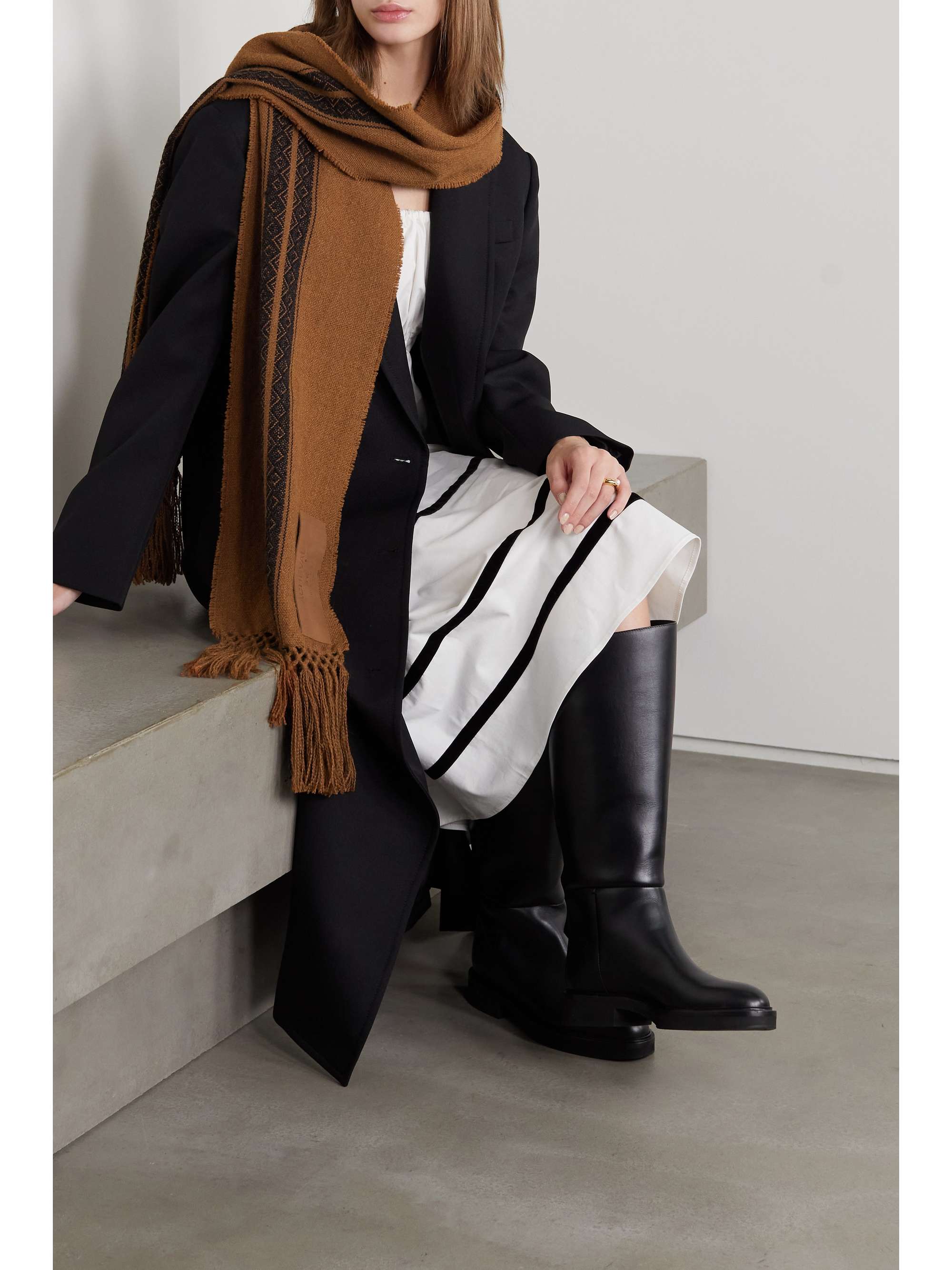 ÀCHEVAL PAMPA Fringed llama and wool-blend jacquard scarf