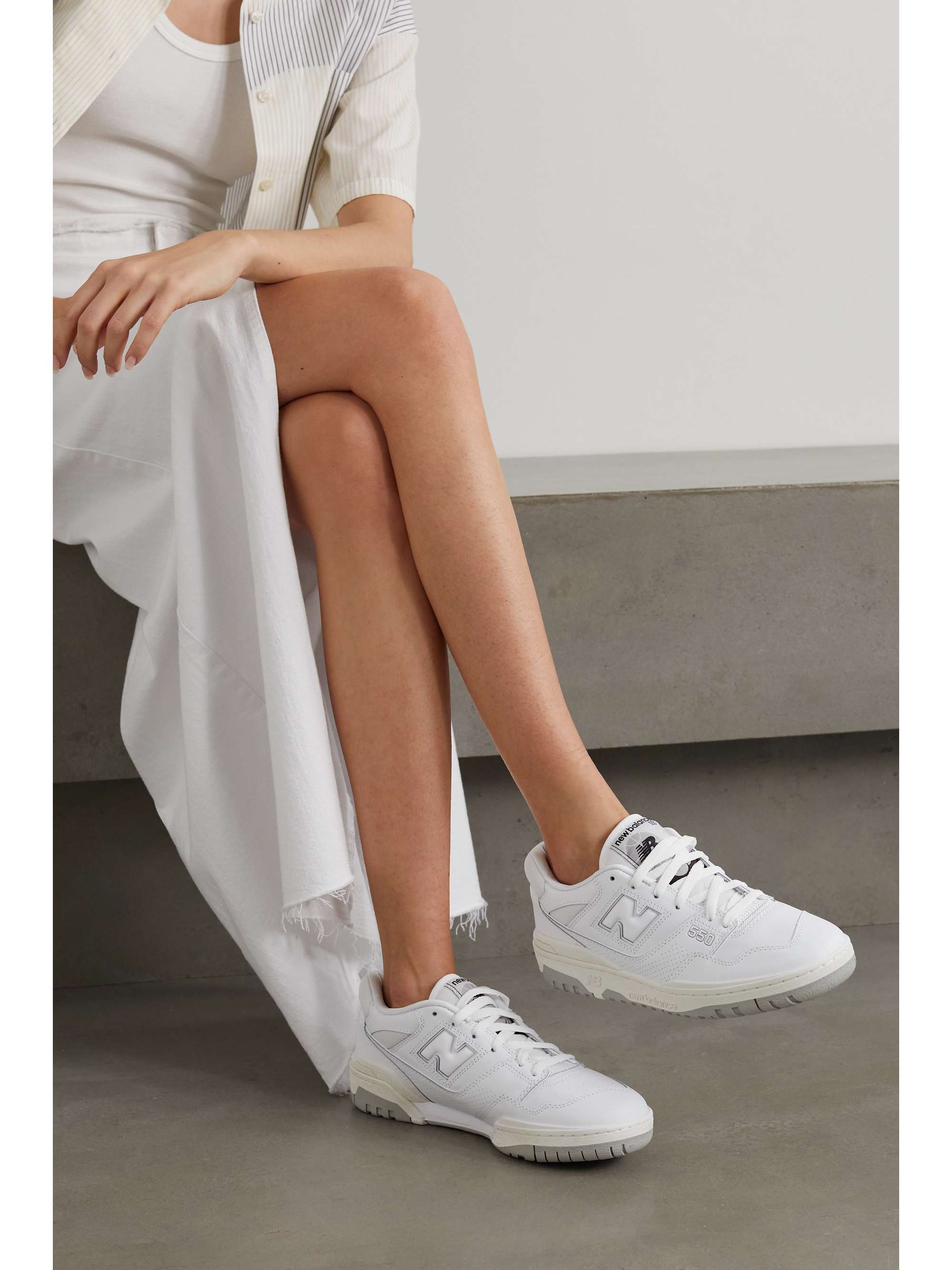 NEW BALANCE 550 mesh-trimmed leather sneakers | NET-A-PORTER