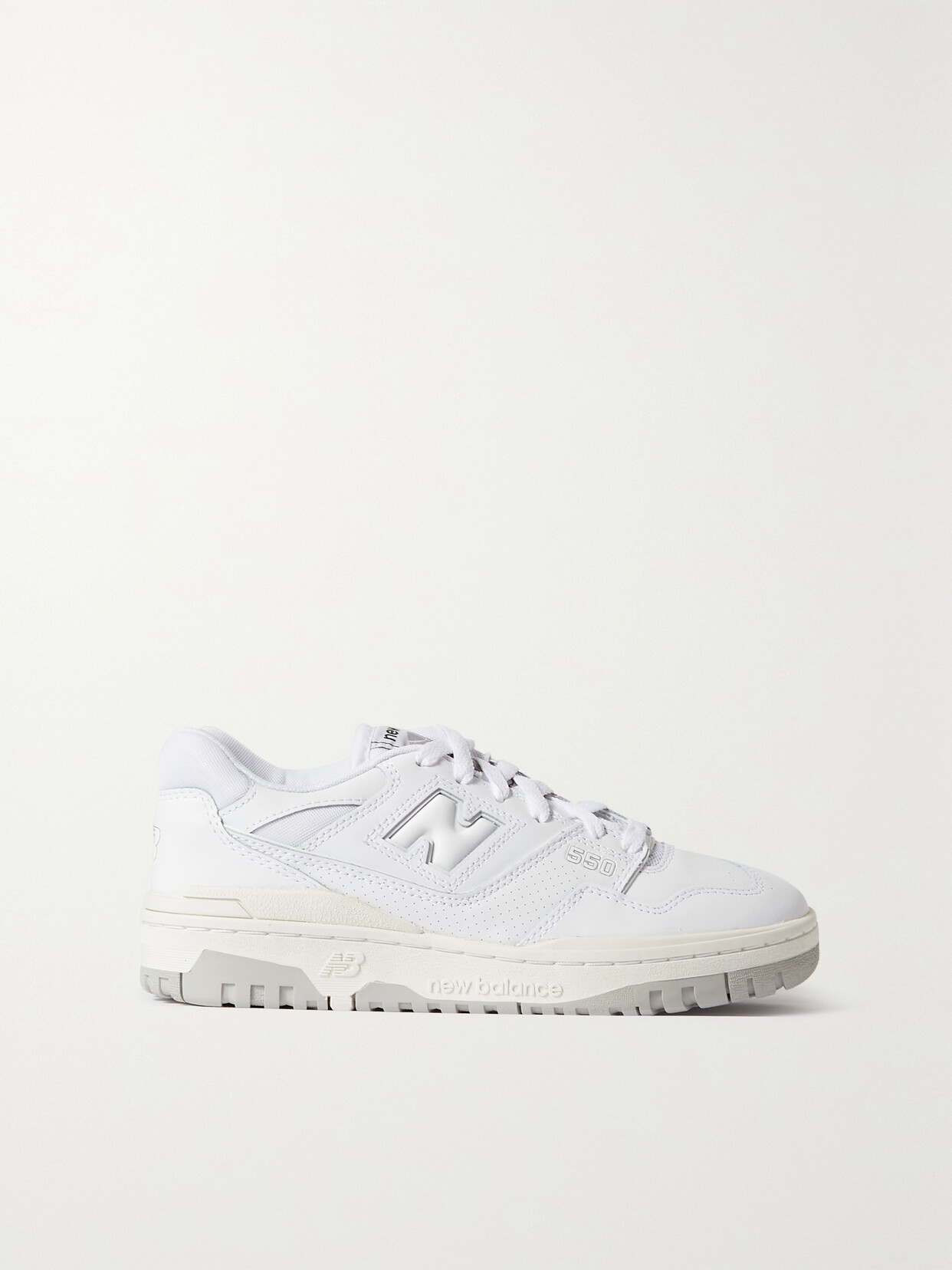 New Balance 550 Mesh-trimmed Leather Sneakers - White
