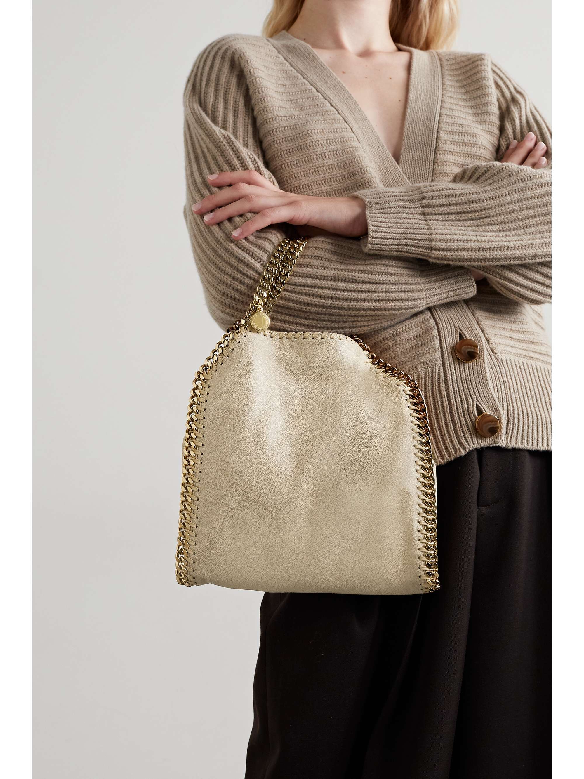 Beige + NET The Falabella mini brushed-leather | MCCARTNEY | NET-A-PORTER