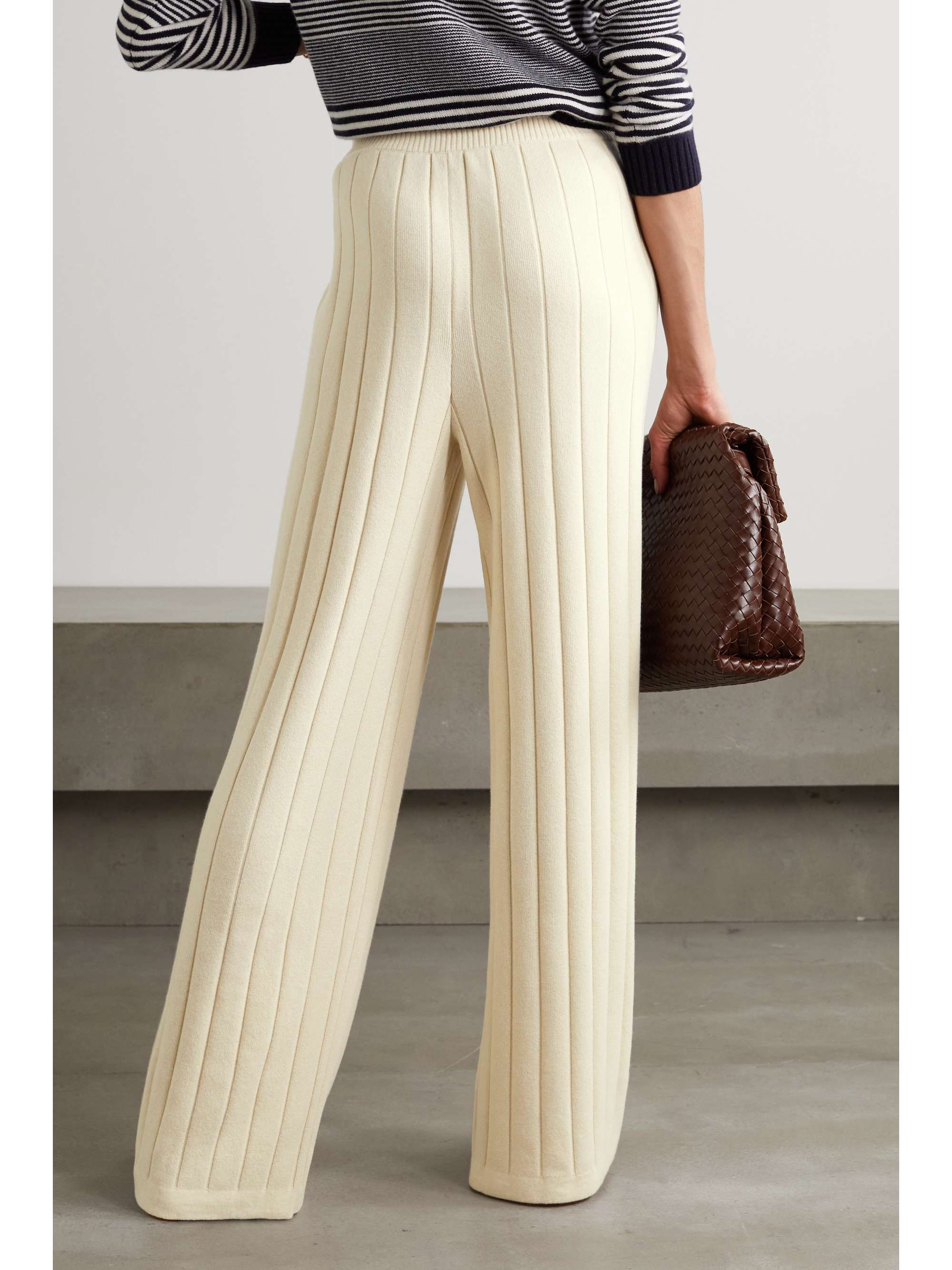 LORO PIANA Ribbed cashmere wide-leg pants