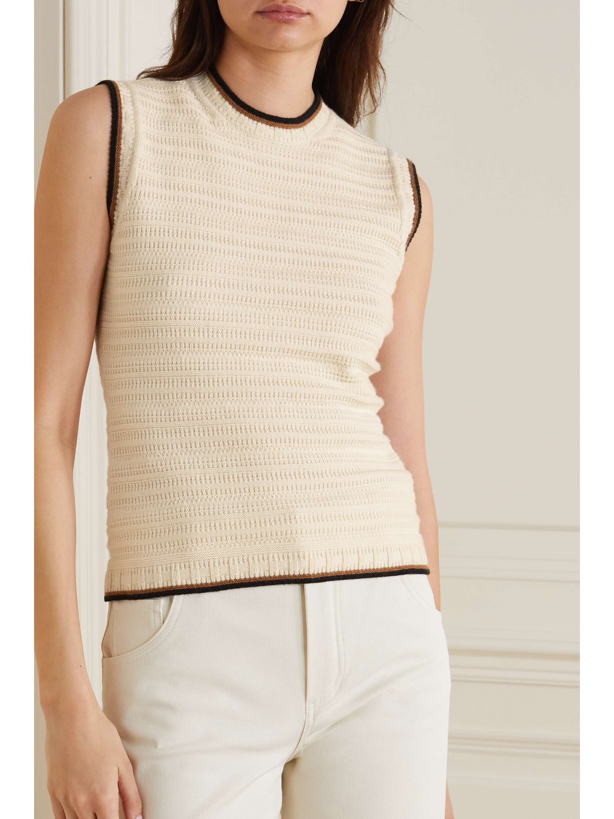LORO PIANA Striped cashmere tank
