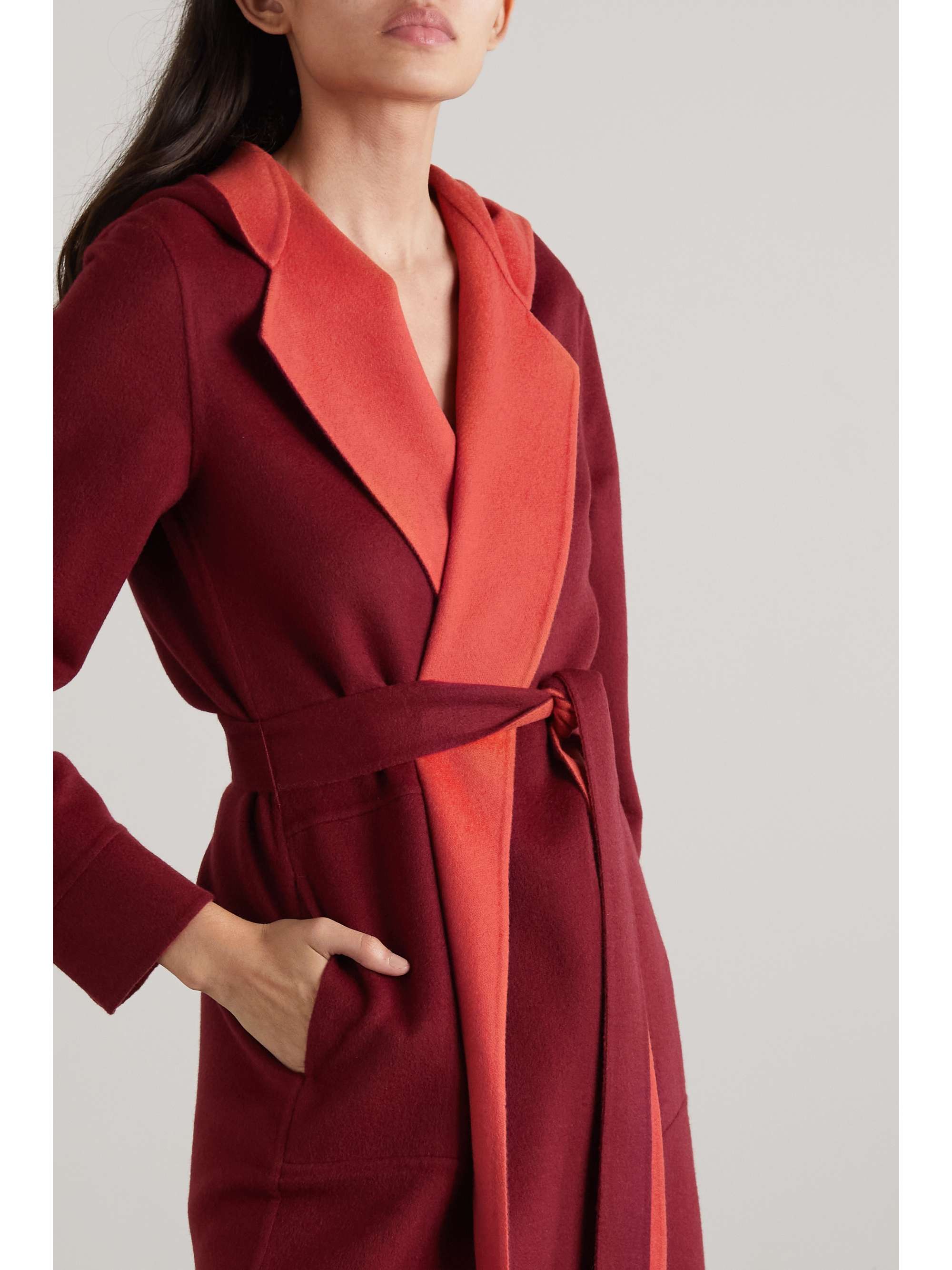 Red Stefan reversible belted cashmere 