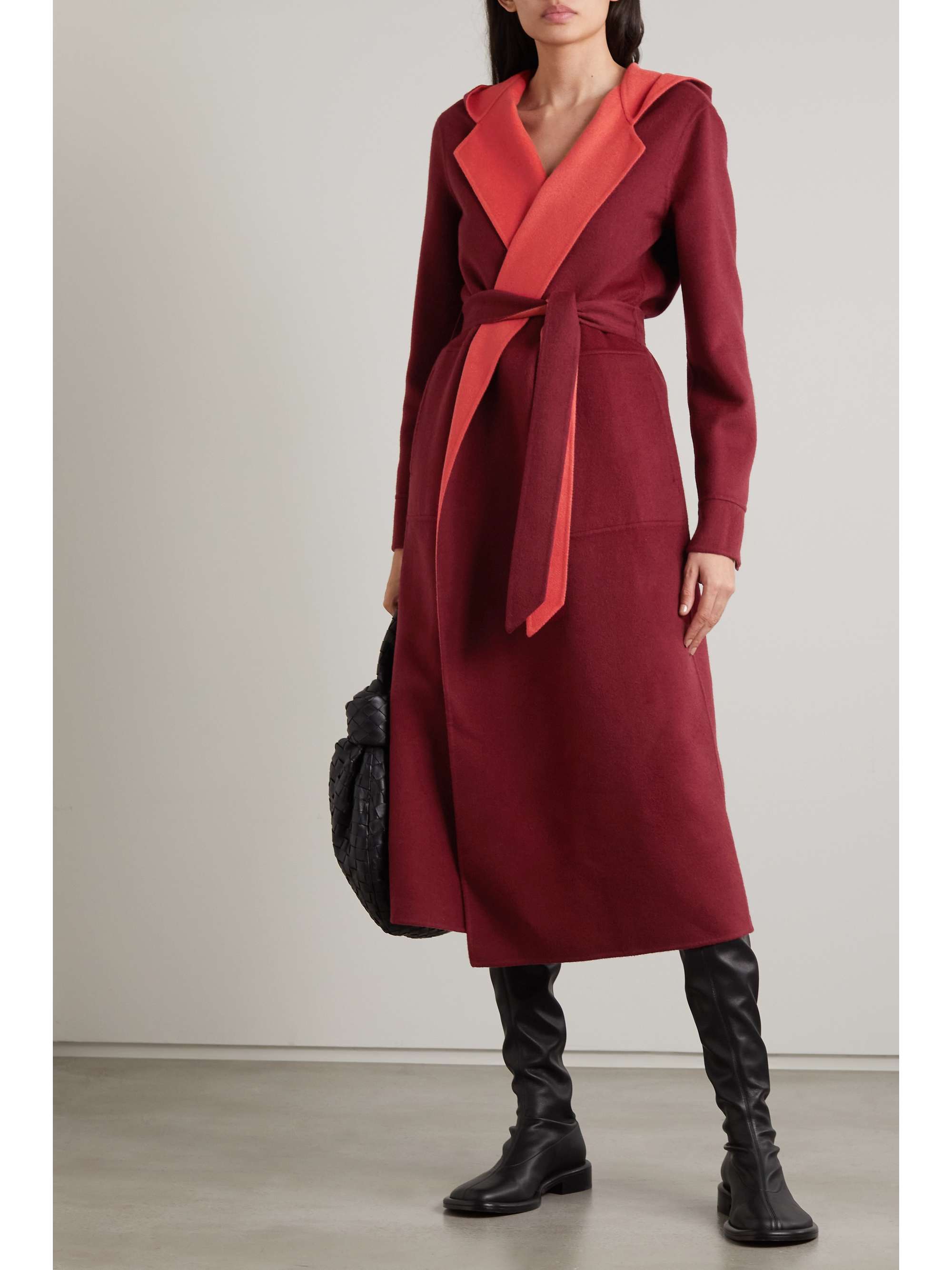 Red Stefan reversible belted cashmere 