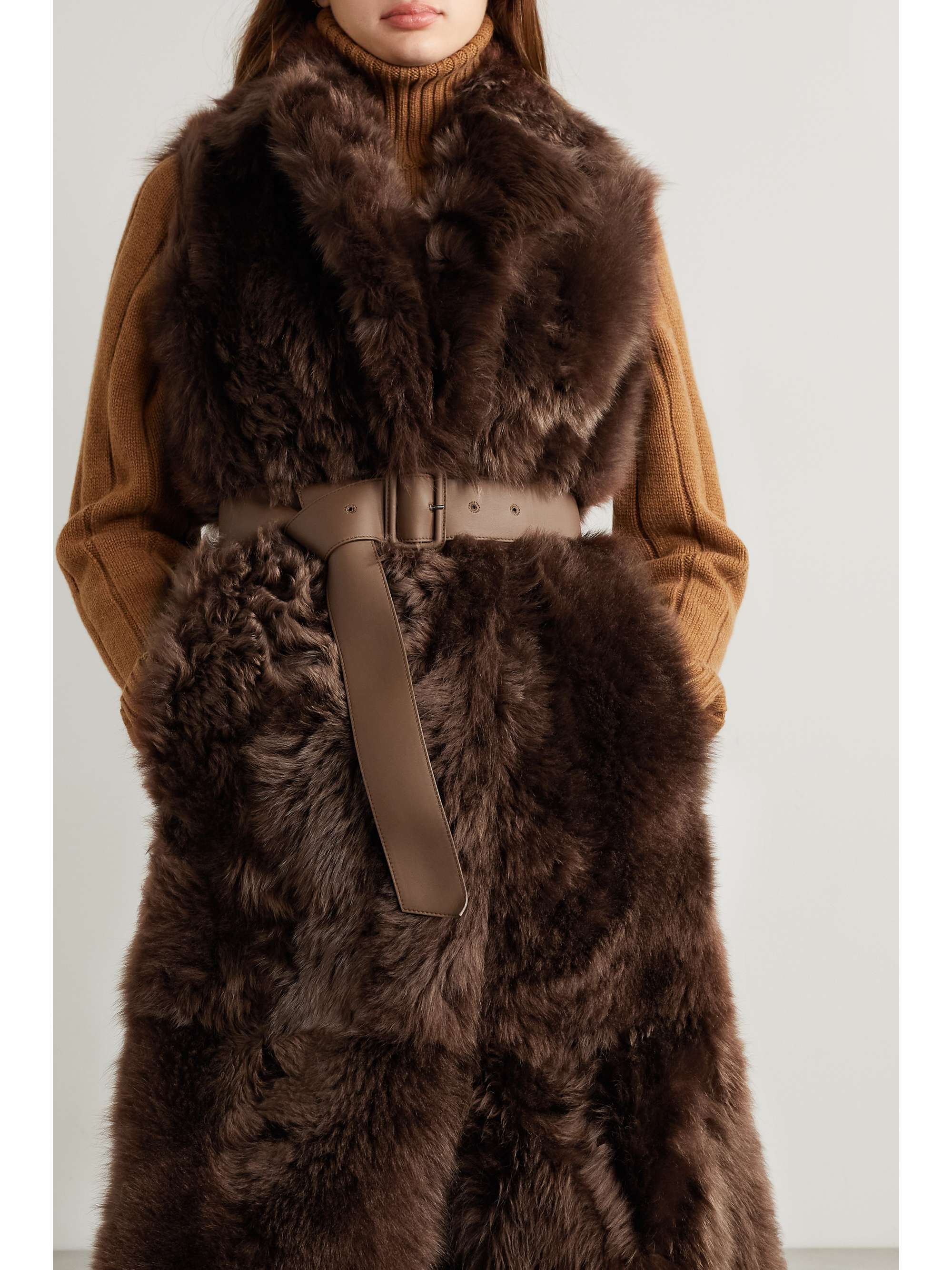 LORO PIANA Ardis reversible belted shearling and suede vest