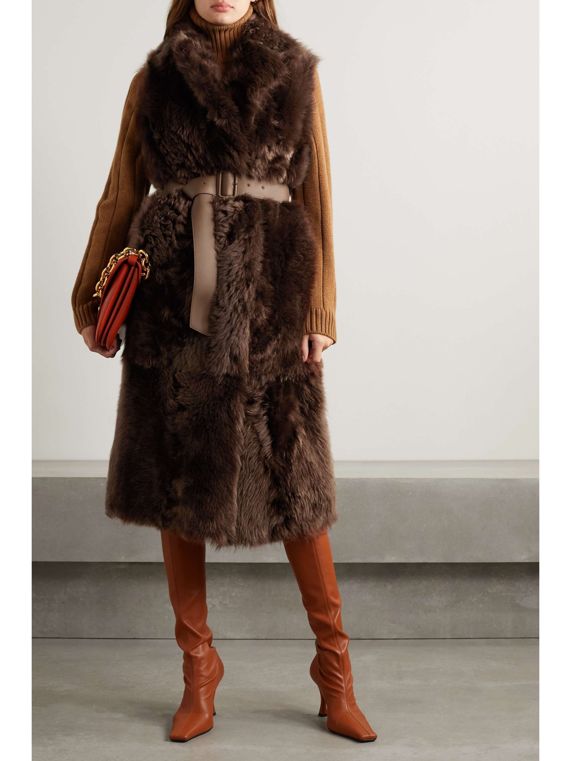 LORO PIANA Ardis reversible belted shearling and suede vest