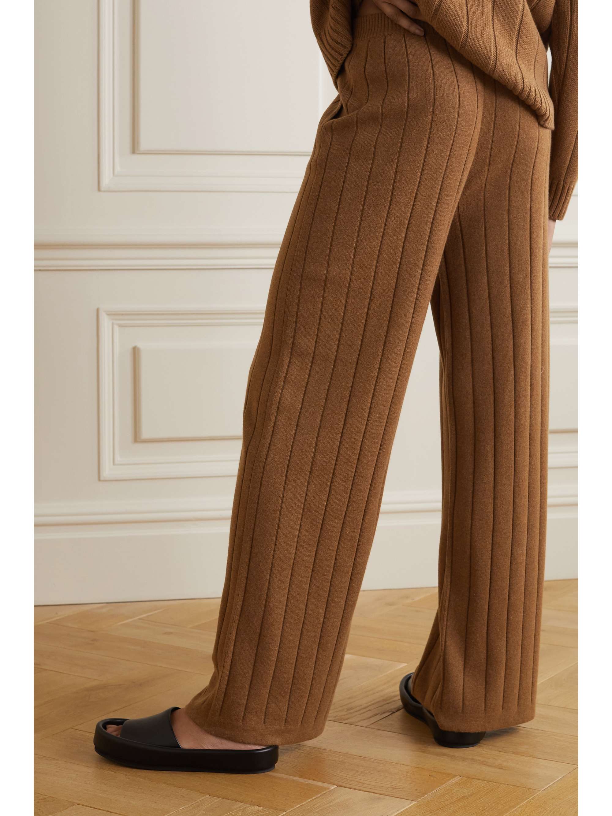 LORO PIANA Ribbed cashmere wide-leg pants