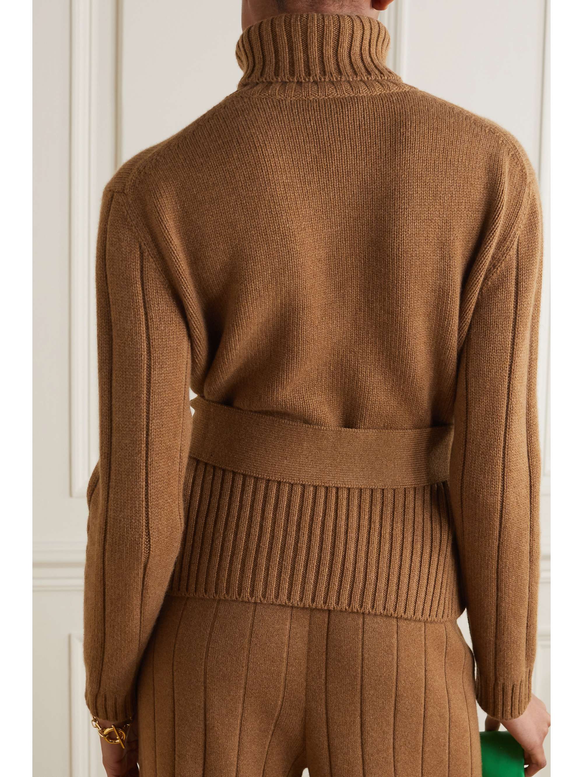 LORO PIANA Belted cashmere turtleneck sweater