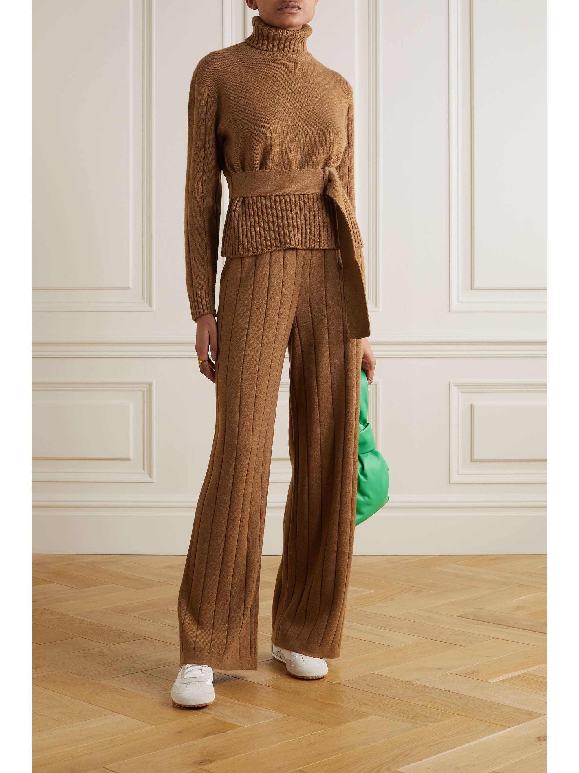 LORO PIANA Belted cashmere turtleneck sweater