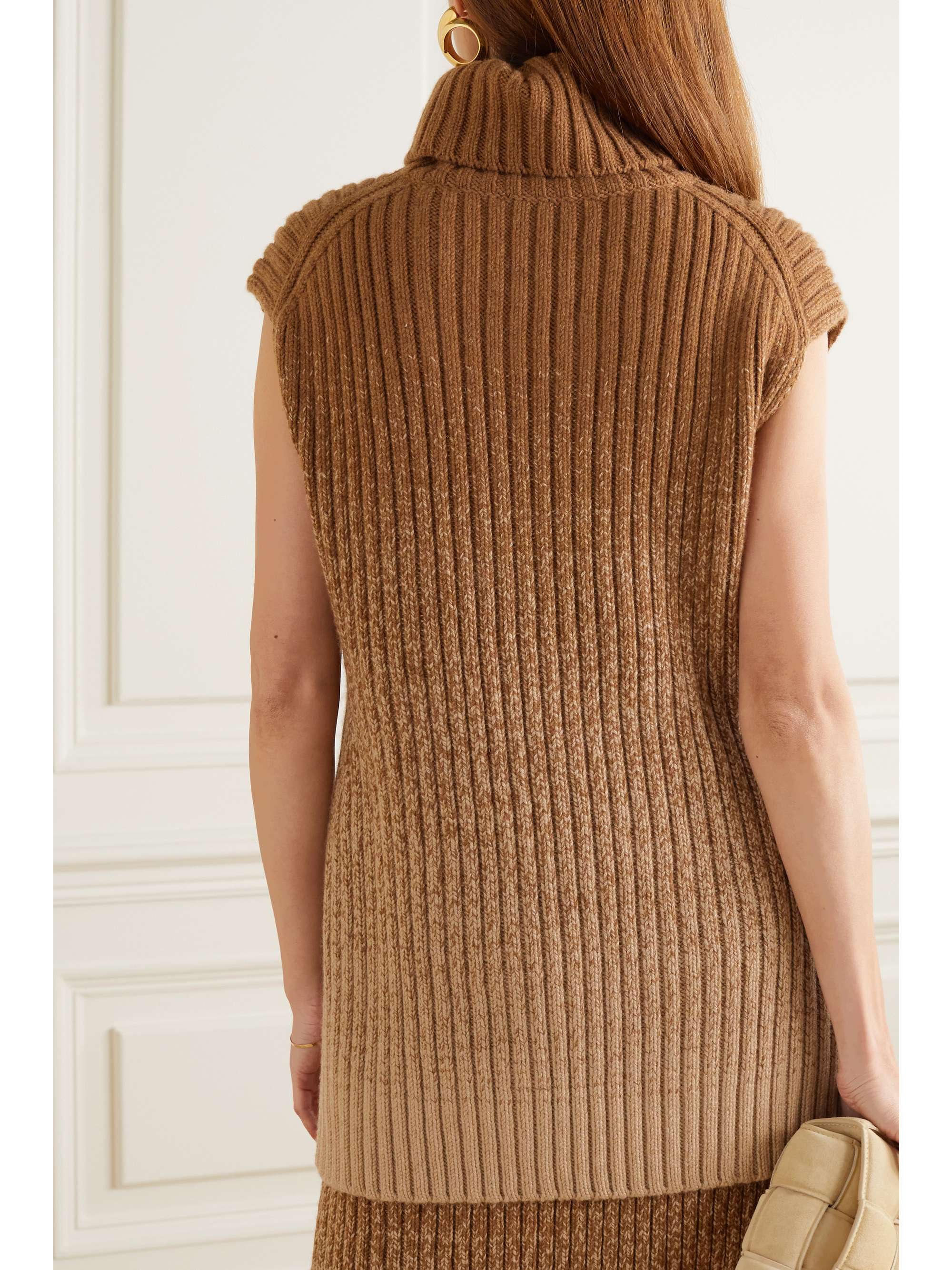 LORO PIANA Ombré ribbed cashmere turtleneck top