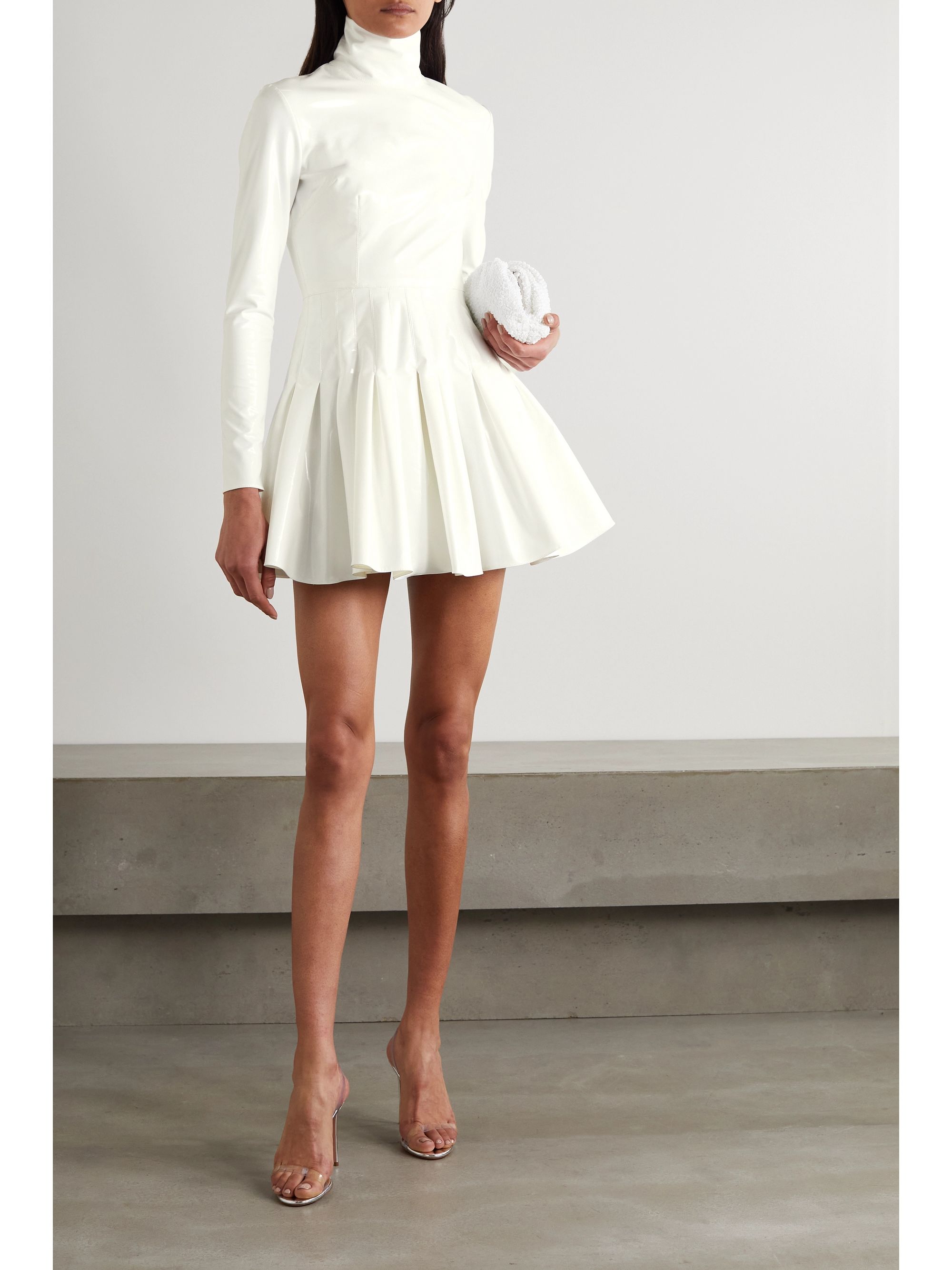 White turtleneck mini dress Clearance